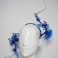 Shades of Blue - Blue crystoform Rose Vine swirl headband with quills