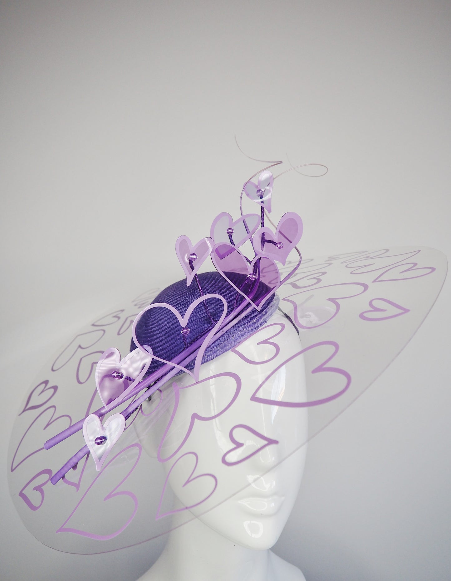 Lilac Heart - Purple Hearts crystoform brim with lilac hearts and quills