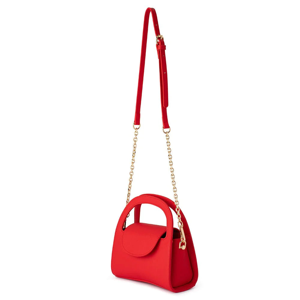 IVY CURVED HANDLE BAG - RED