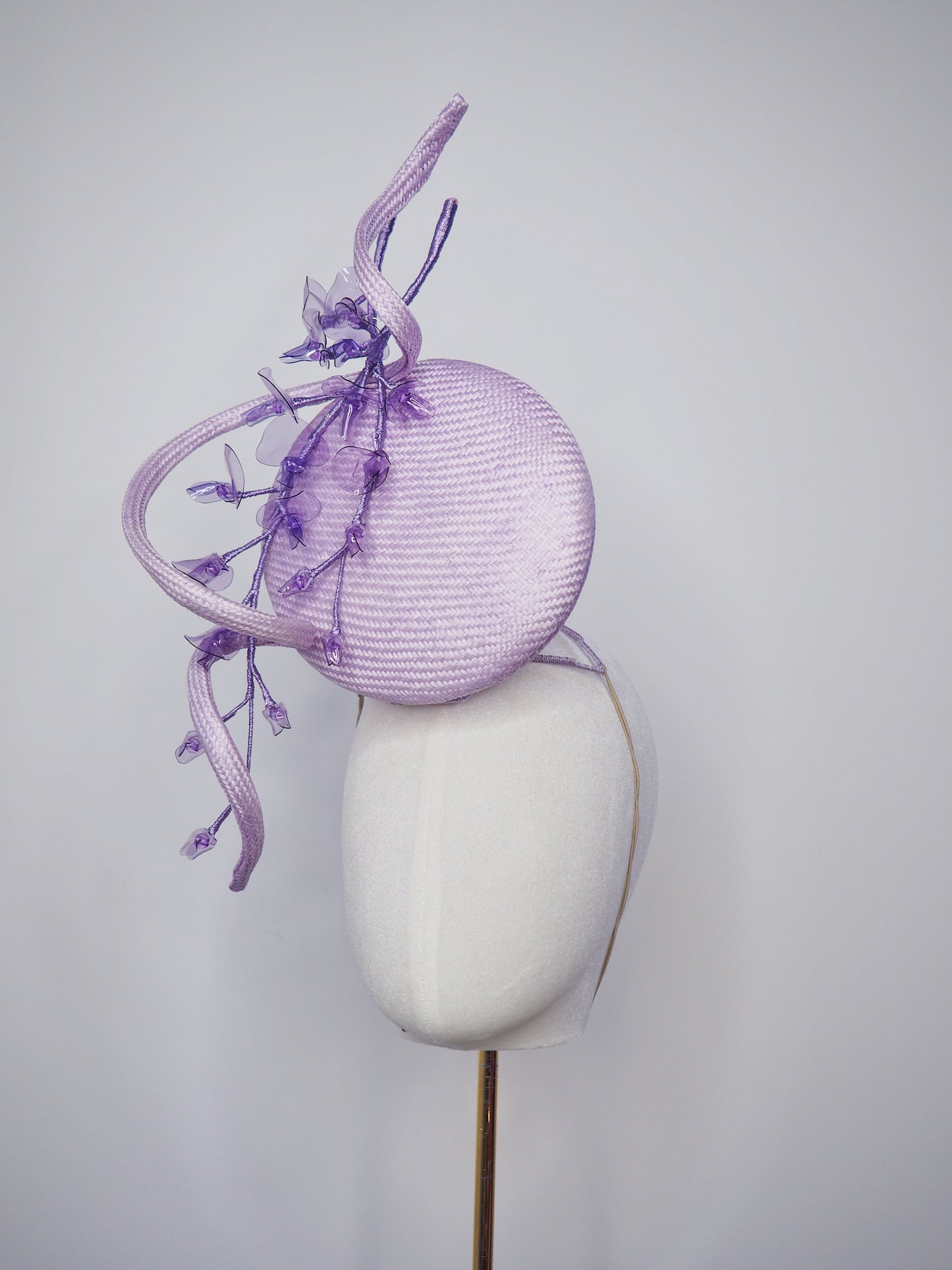 Wispering Wisteria - Lilac parasisal percher with sculpted parissisal swirl and creeping wisteria vines crafted from crystoform