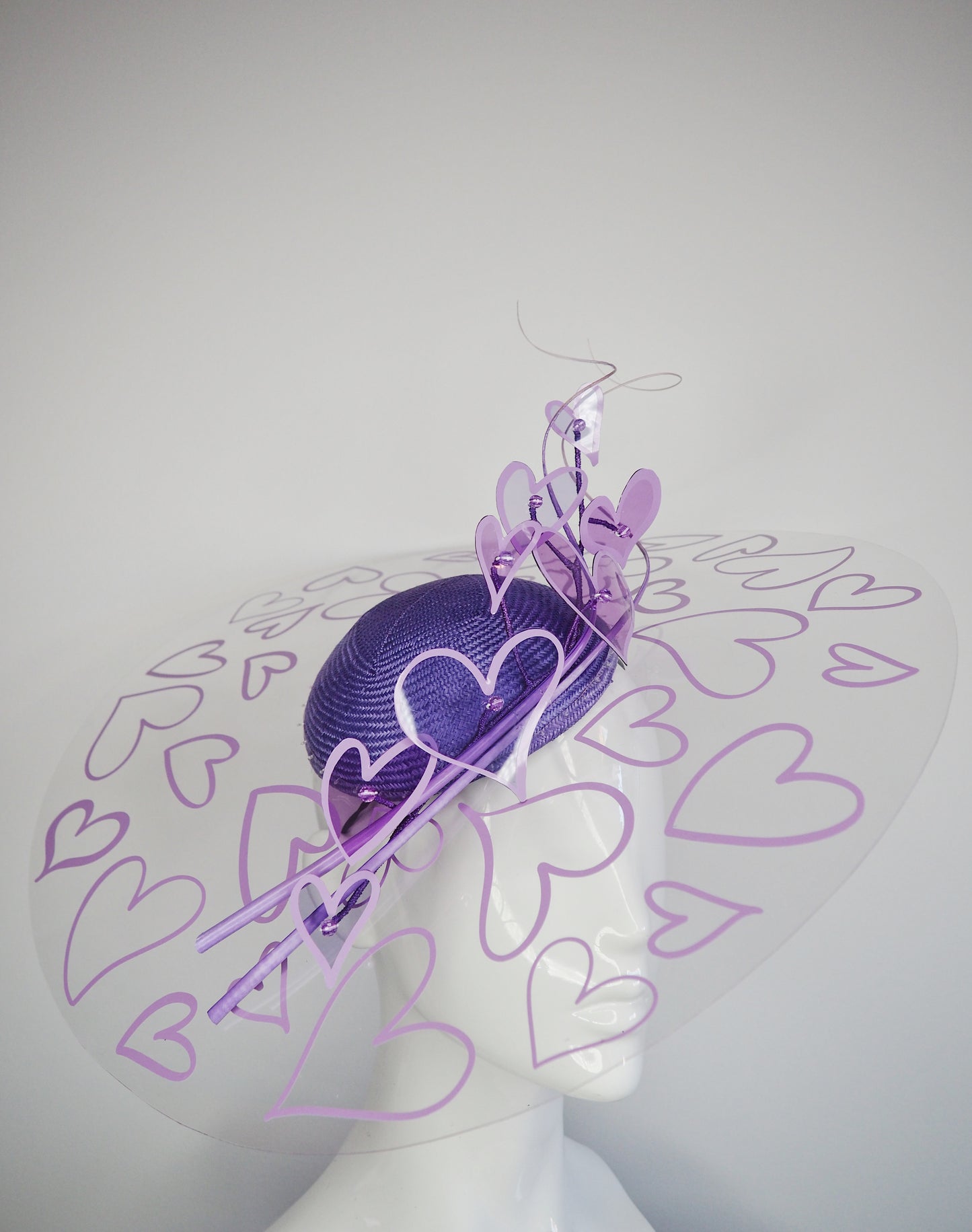 Lilac Heart - Purple Hearts crystoform brim with lilac hearts and quills