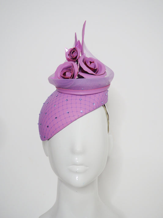 Purple Passion - Lavender purple leather Facehugger with crin swirl and rose detail.