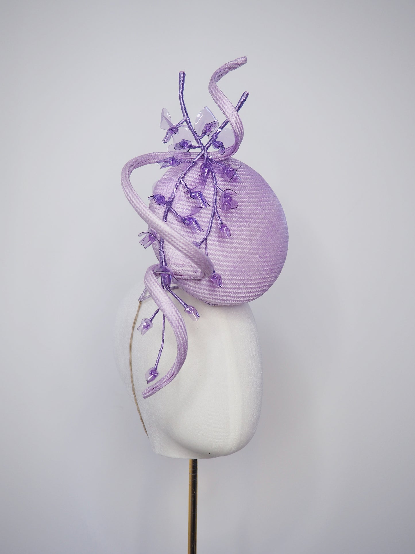 Wispering Wisteria - Lilac parasisal percher with sculpted parissisal swirl and creeping wisteria vines crafted from crystoform