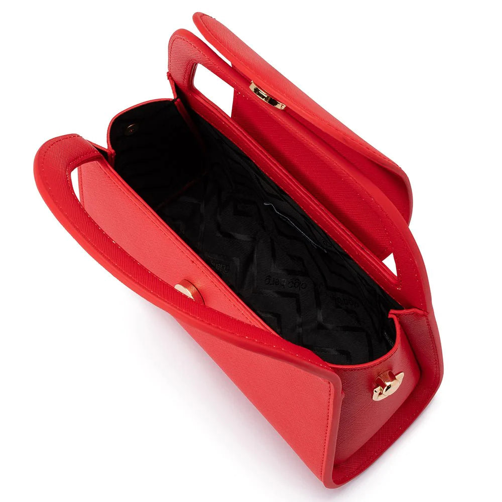 IVY CURVED HANDLE BAG - RED