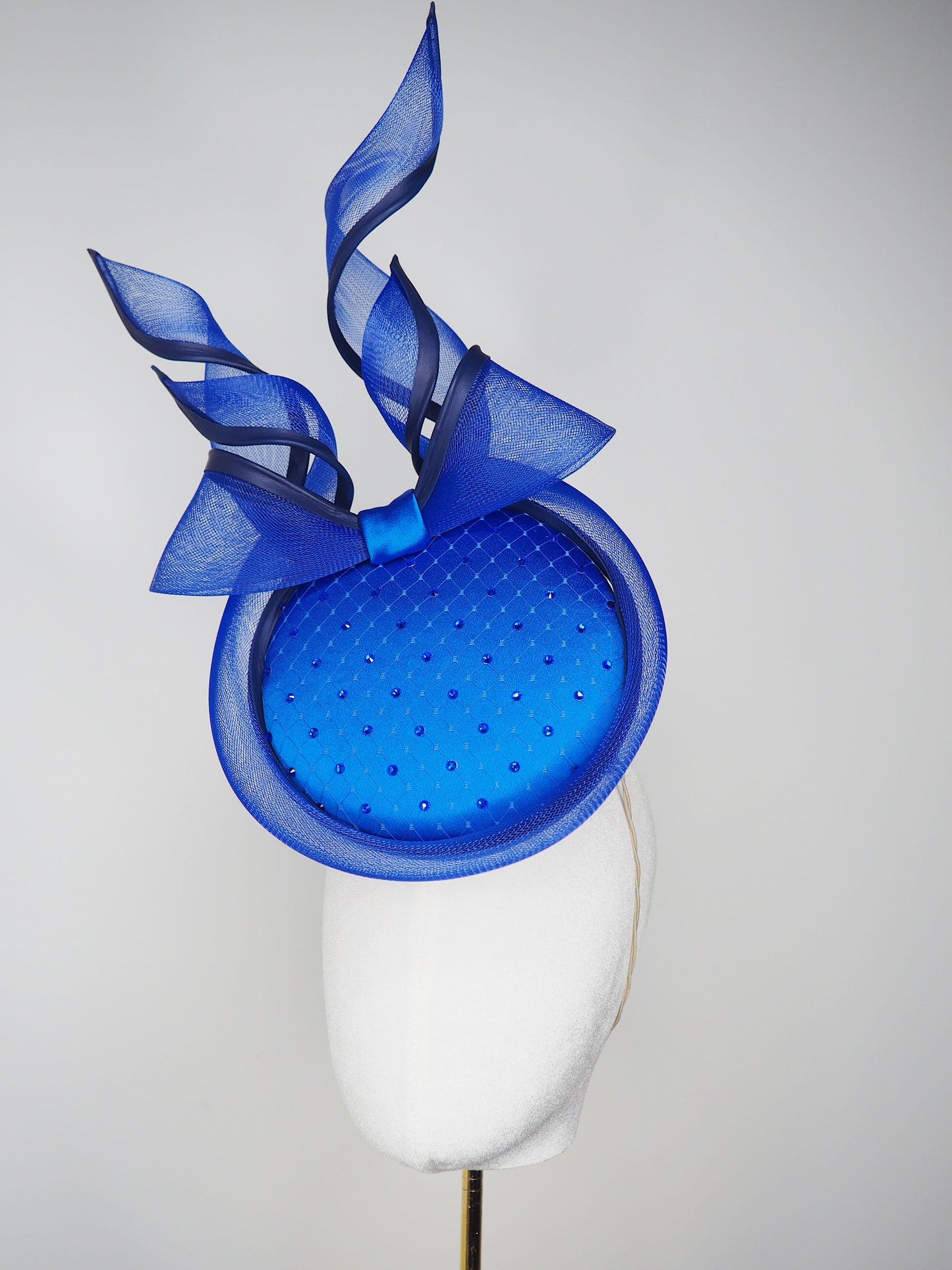 Sapphire Serenade - Blue wired bow percher with sapphire crystal detail