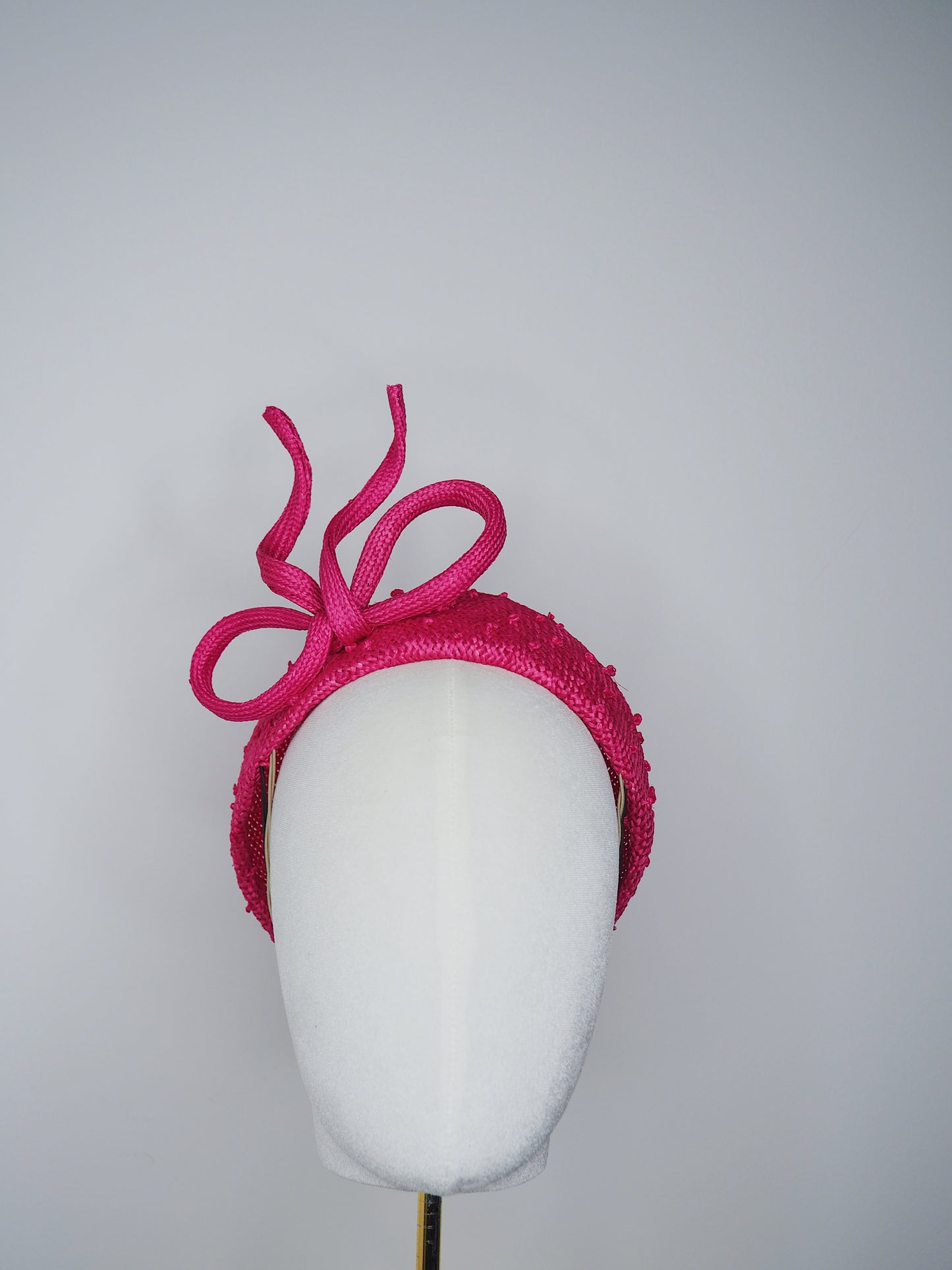 Raspberry Fling - Raspberry pink knotted Jackie O pillbox with wired bow