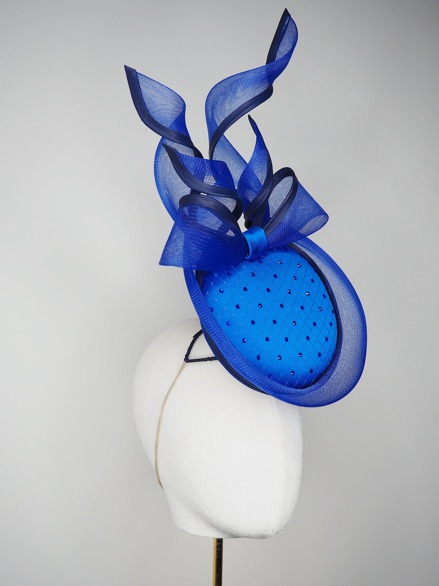 Sapphire Serenade - Blue wired bow percher with sapphire crystal detail