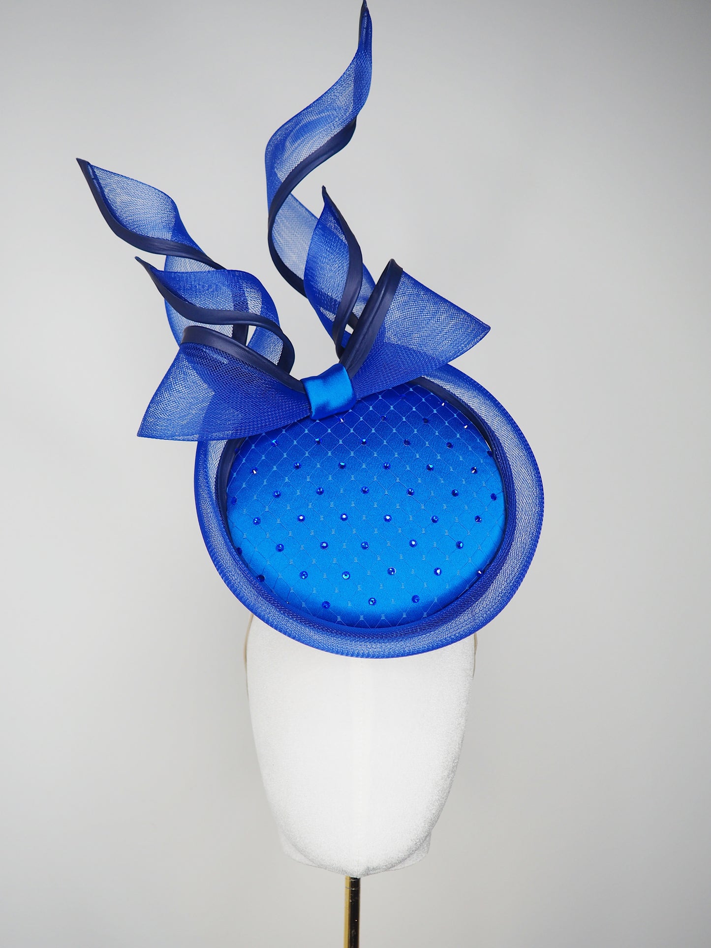 Sapphire Serenade - Blue wired bow percher with sapphire crystal detail