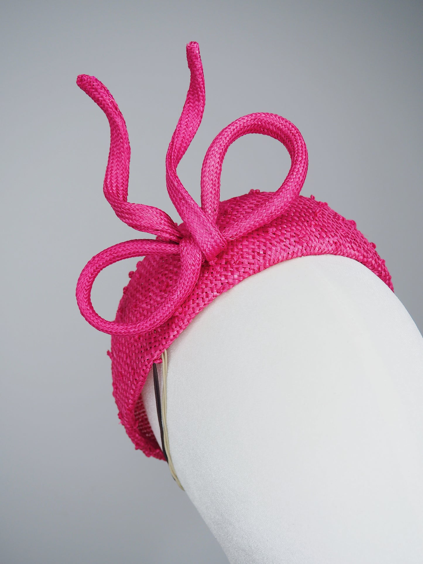 Raspberry Fling - Raspberry pink knotted Jackie O pillbox with wired bow
