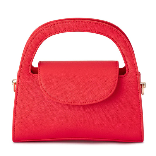 IVY CURVED HANDLE BAG - RED
