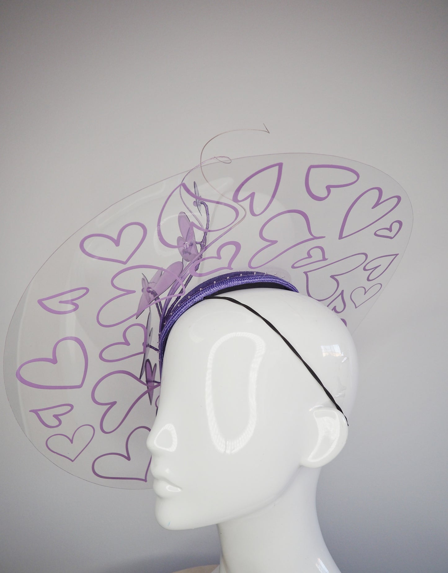 Lilac Heart - Purple Hearts crystoform brim with lilac hearts and quills