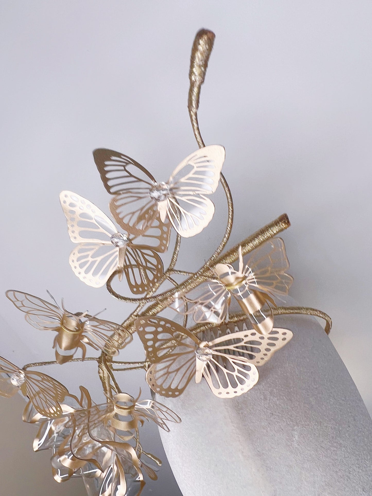 Butterflies and bees - gold crystoform headpiece