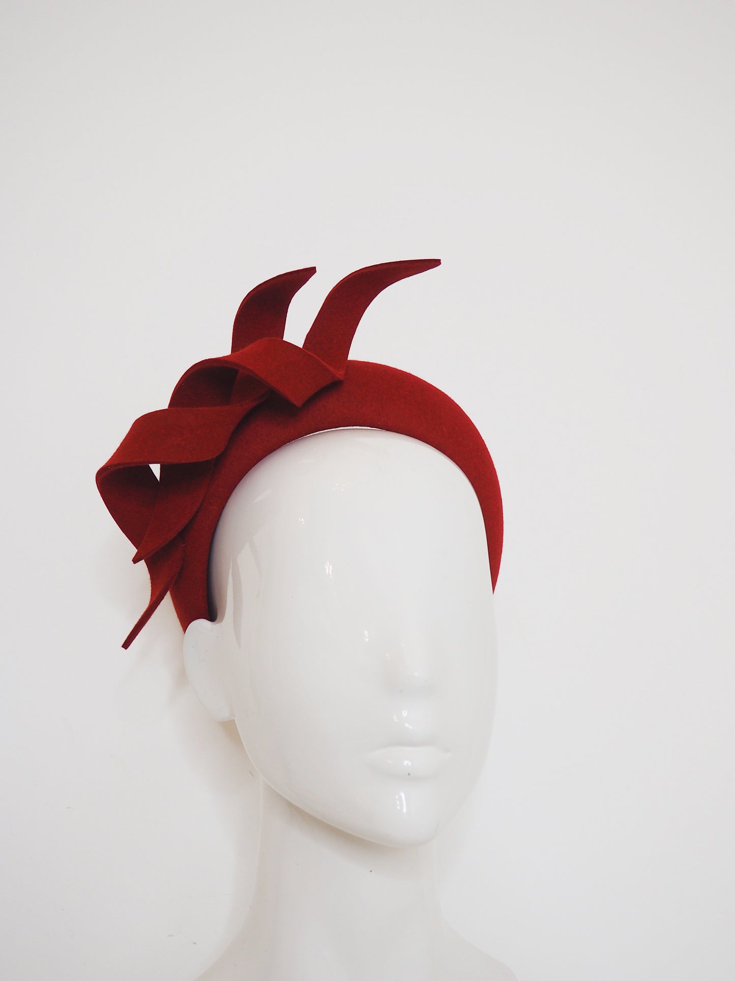 Deepest Love - Deep red fur felt headband with double felt swirl.