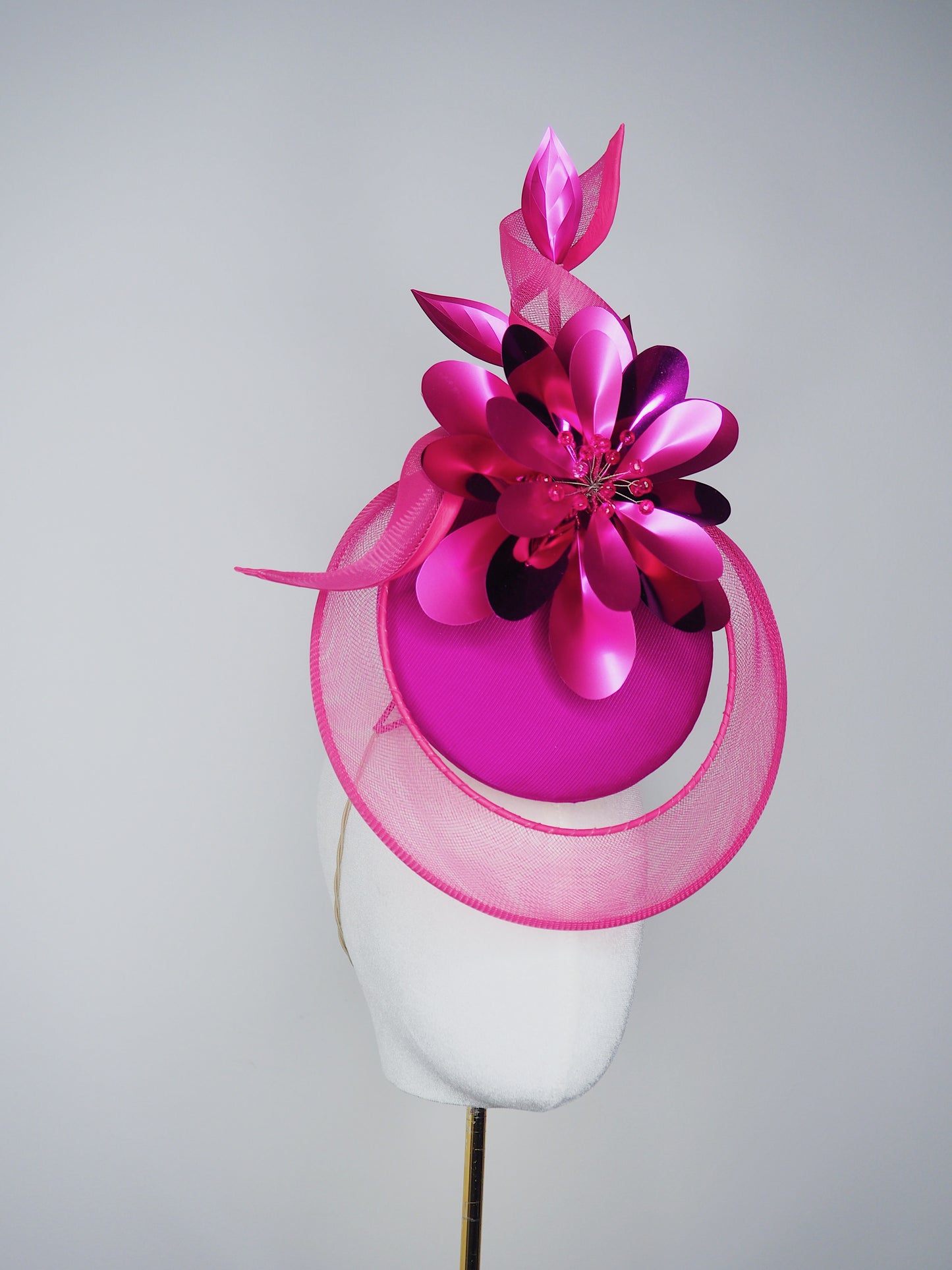 Magenta Muse - Magenta floral percher with crinoline veil and large flower