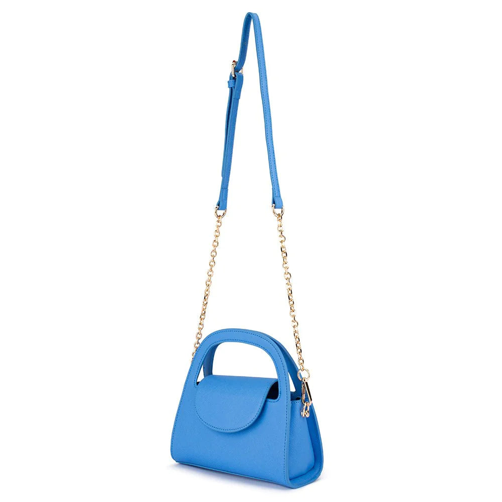 IVY CURVED HANDLE BAG - BLUE