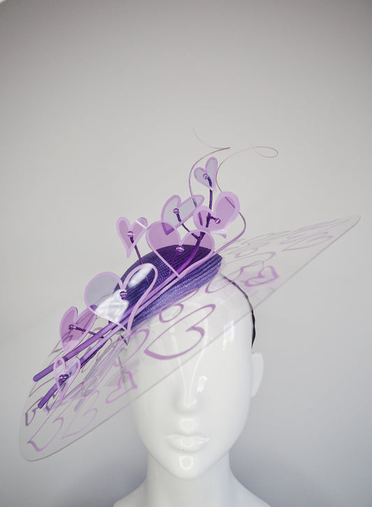 Lilac Heart - Purple Hearts crystoform brim with lilac hearts and quills