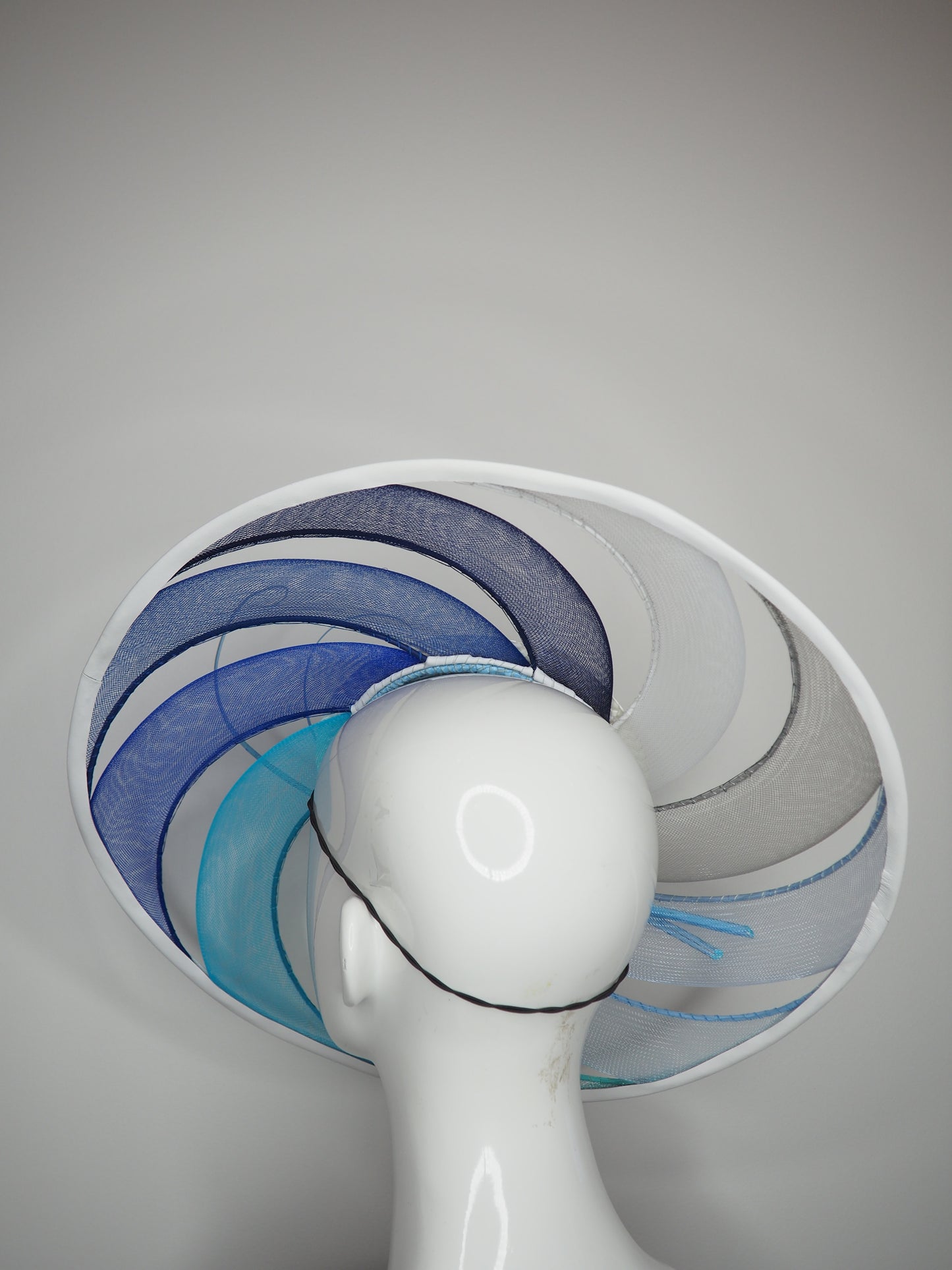 Wave of Blue - Wired crinoline swirl Brim with quills