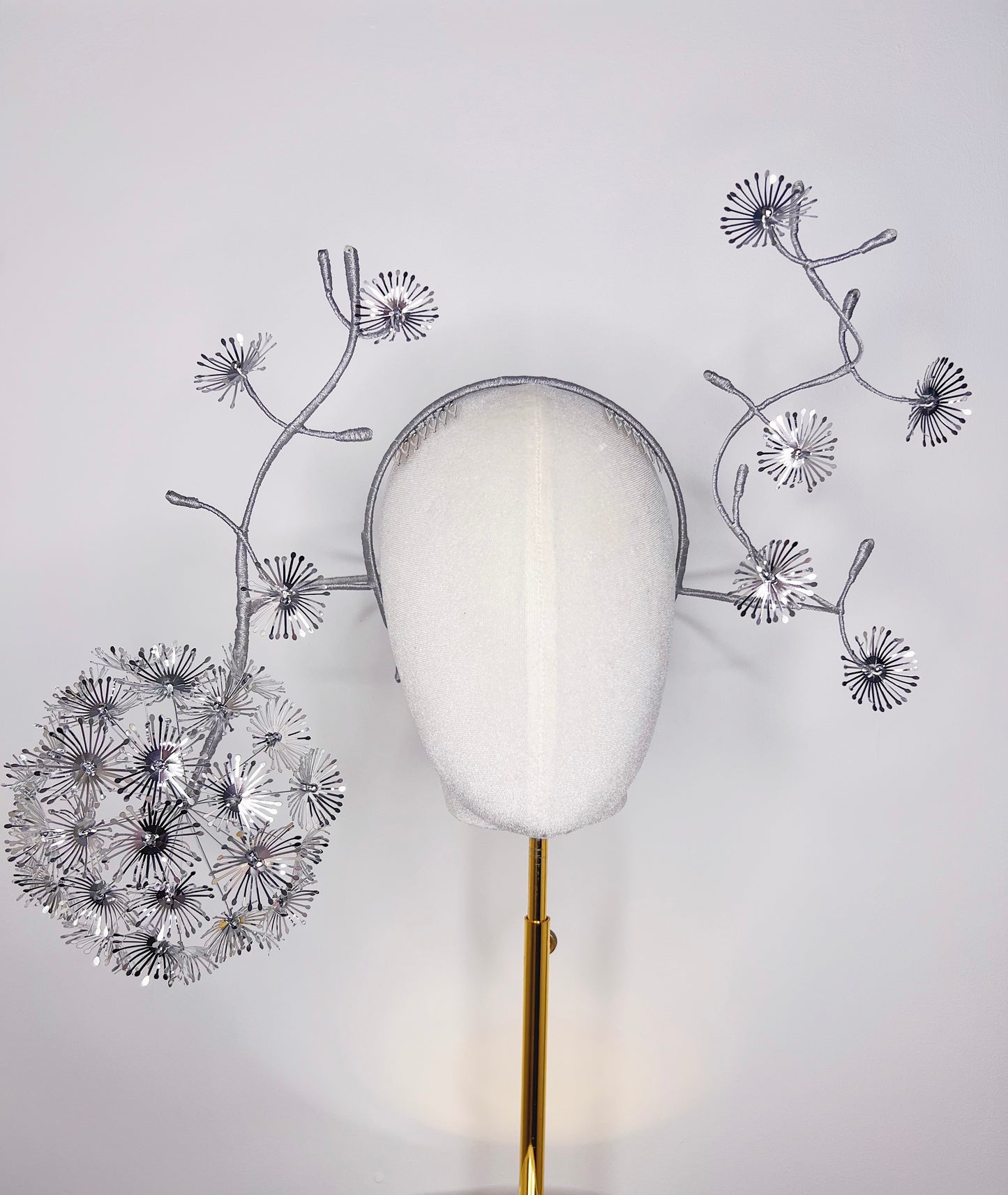Dancing Dandelion - Silver Dandelion wraparound headband with windswept