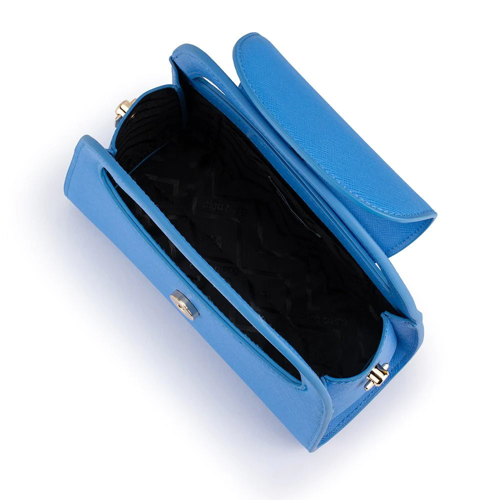 IVY CURVED HANDLE BAG - BLUE