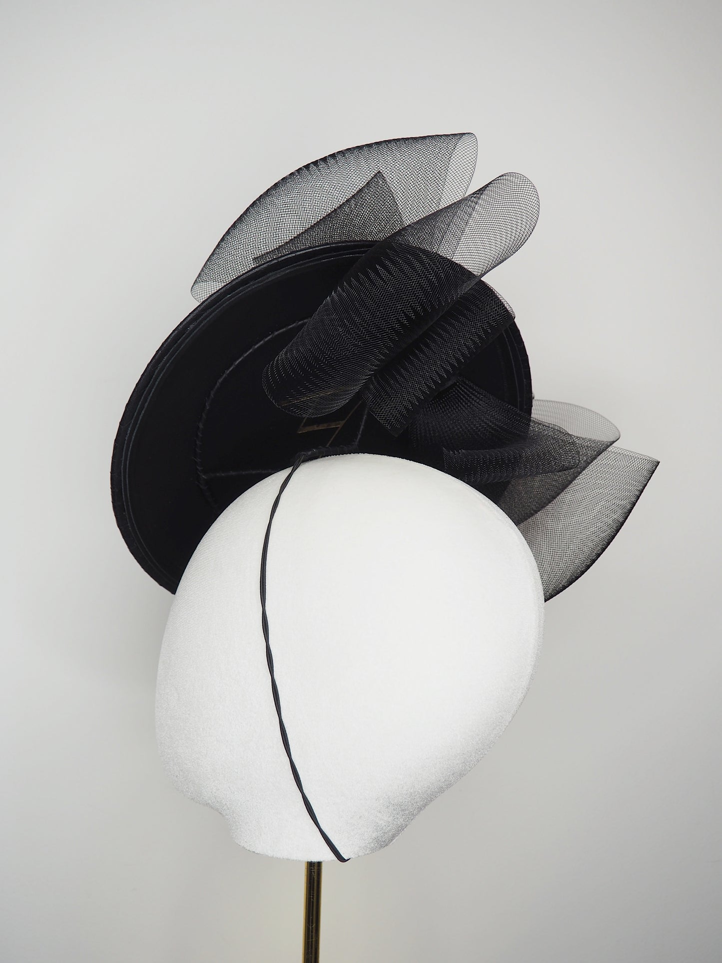 Big Black Bow - Black Floating disc with front and back bow feature and embellished veil