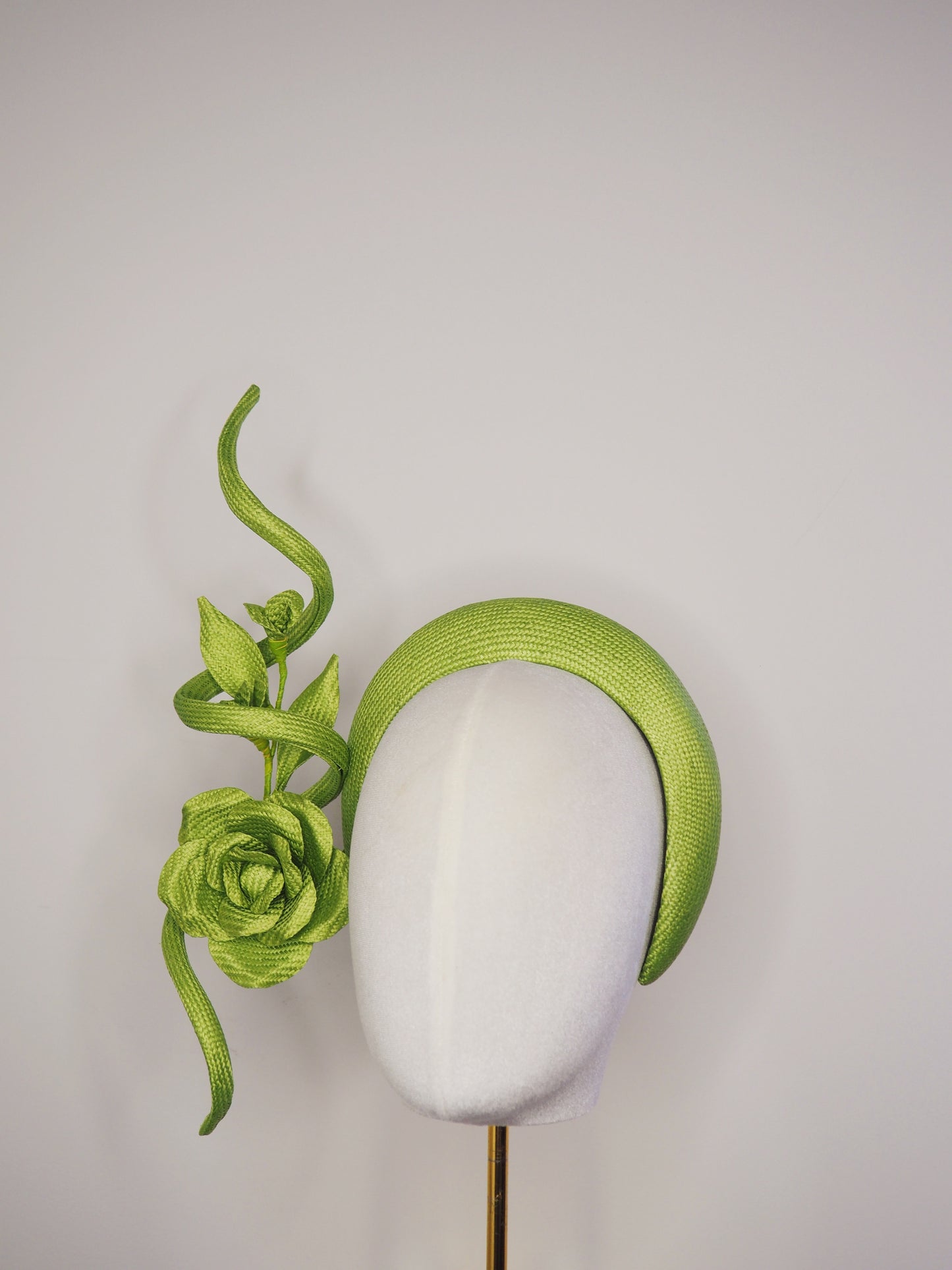 Floral Envy - *reduced worn once. Green paisissal 3D headband with rose vine and sculpted parisissal swirl