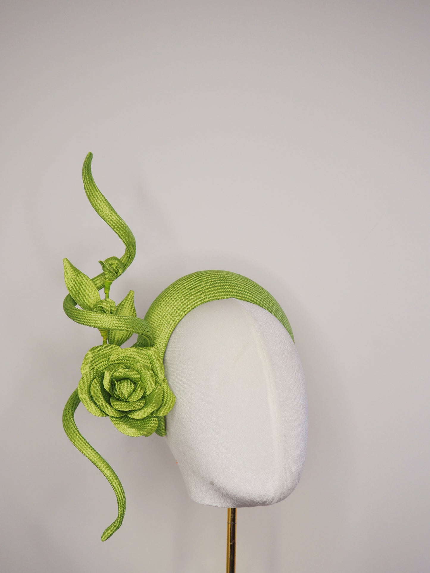 Floral Envy - *reduced worn once. Green paisissal 3D headband with rose vine and sculpted parisissal swirl