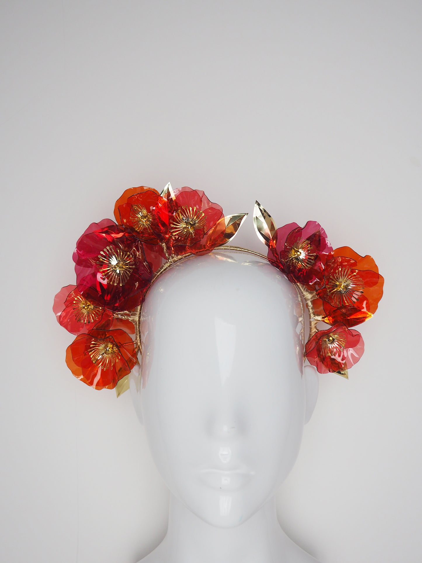 Popping Poppies - Crystoform poppies in shades of red and rust with gold accents