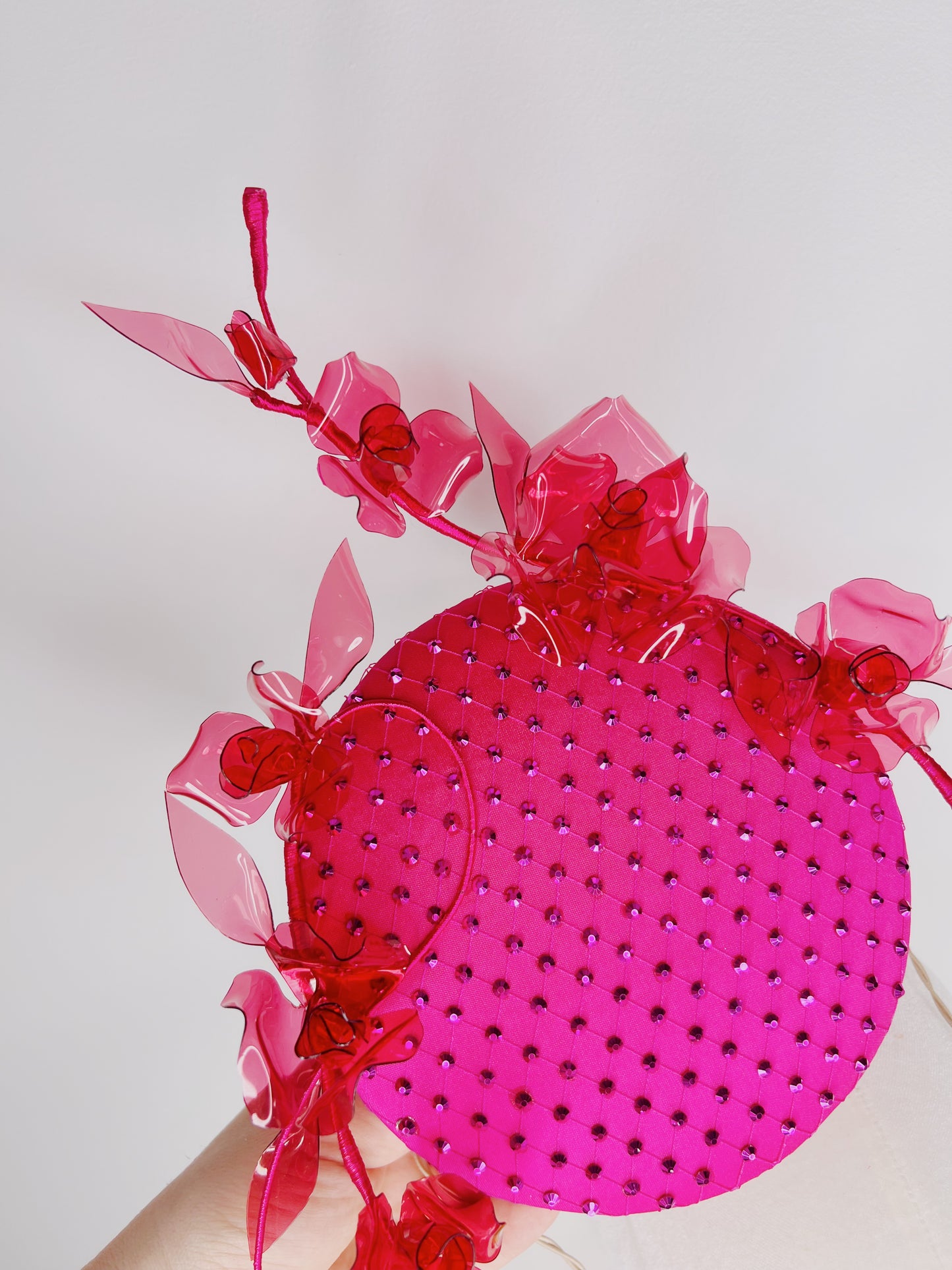 Rambling Roses - Fuchsia Curystoform rose and embellished Percher