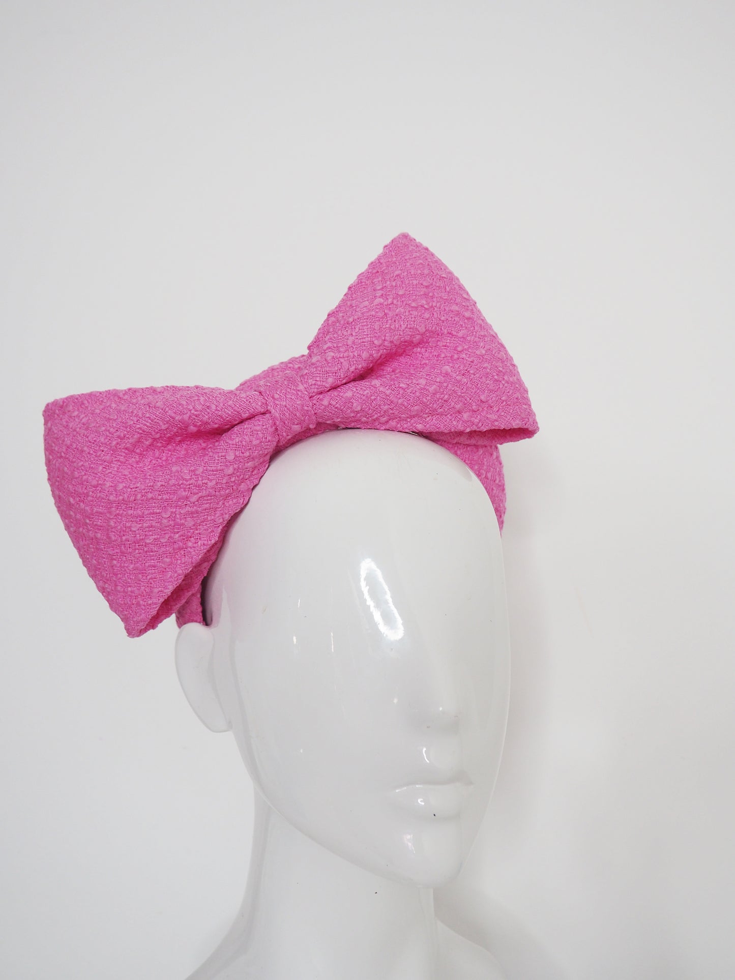 Minnie side Bow - Candy Pink Italian Boucle