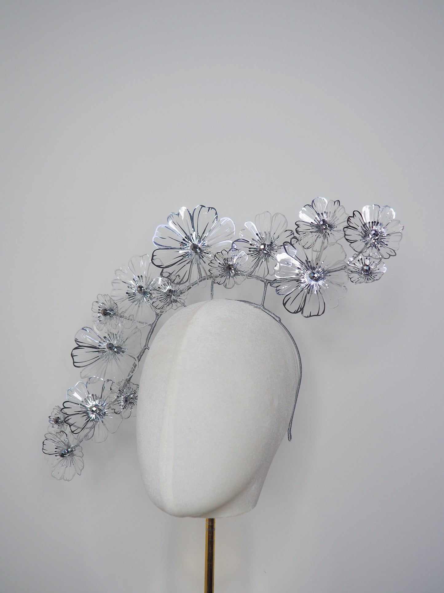Silver Bloom- Silver metallic Crystoform flower headband