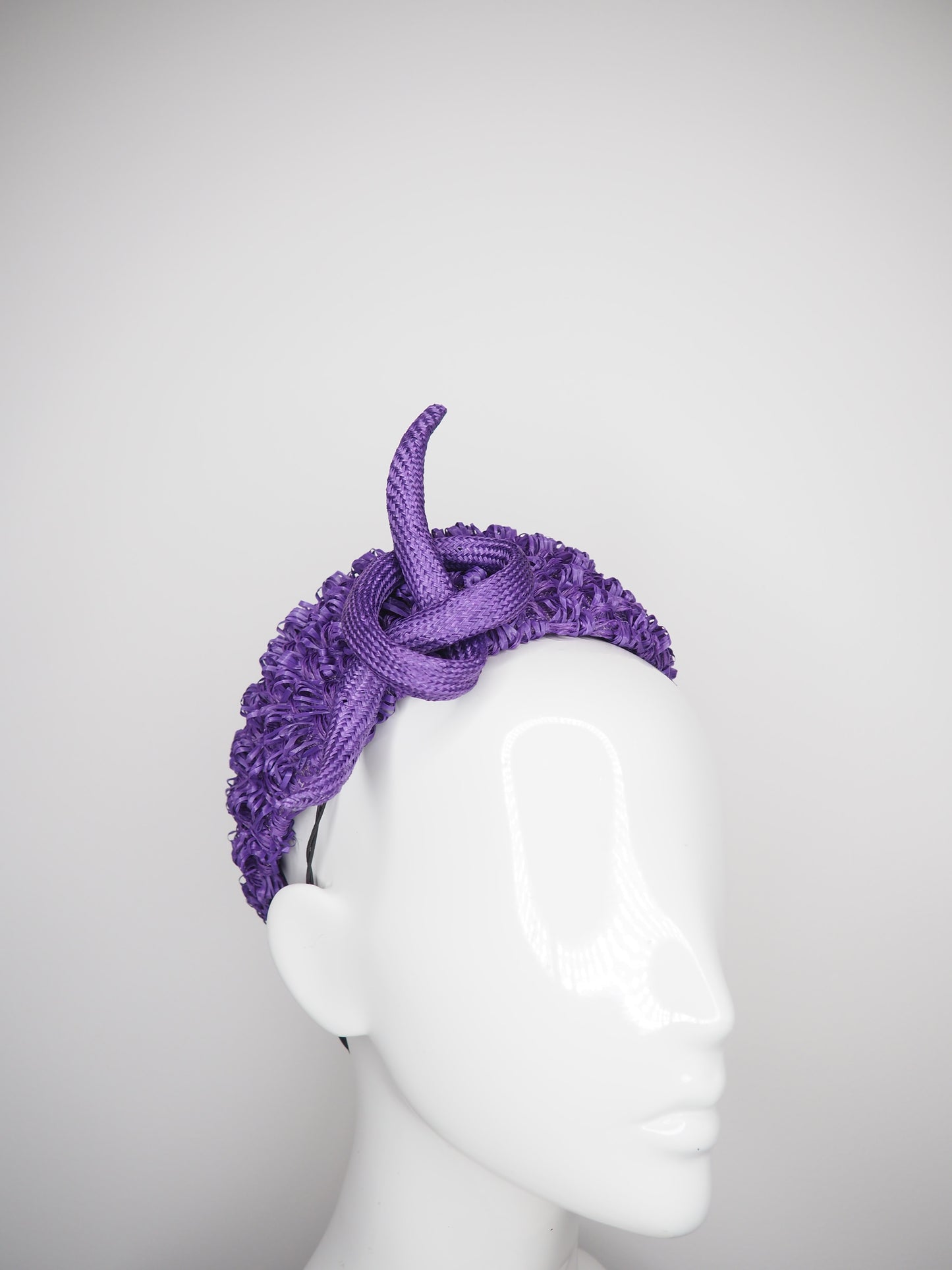 Grape delight - Hand Dyed vintage straw pillbox with fine straw knot