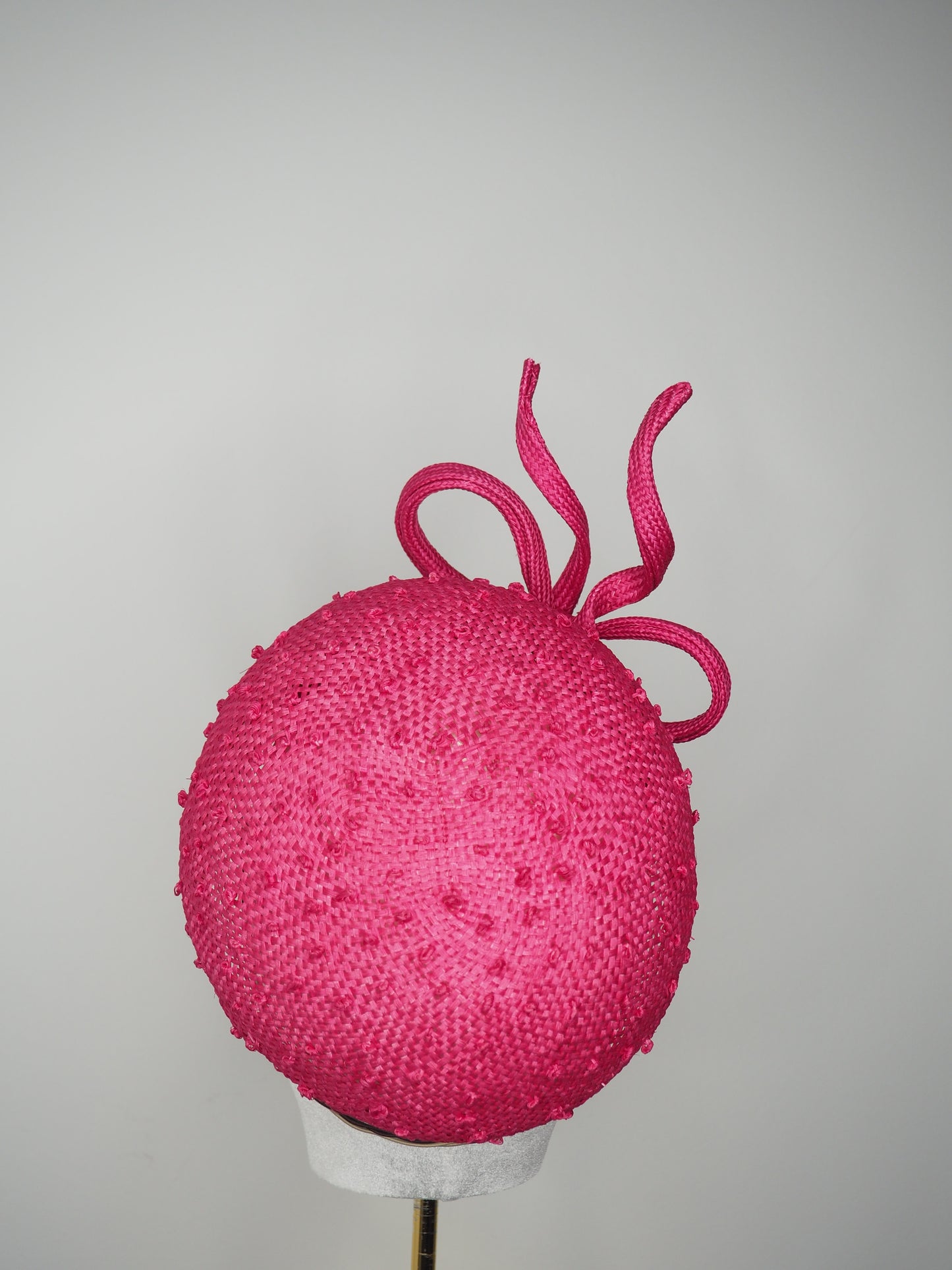 Raspberry Fling - Raspberry pink knotted Jackie O pillbox with wired bow
