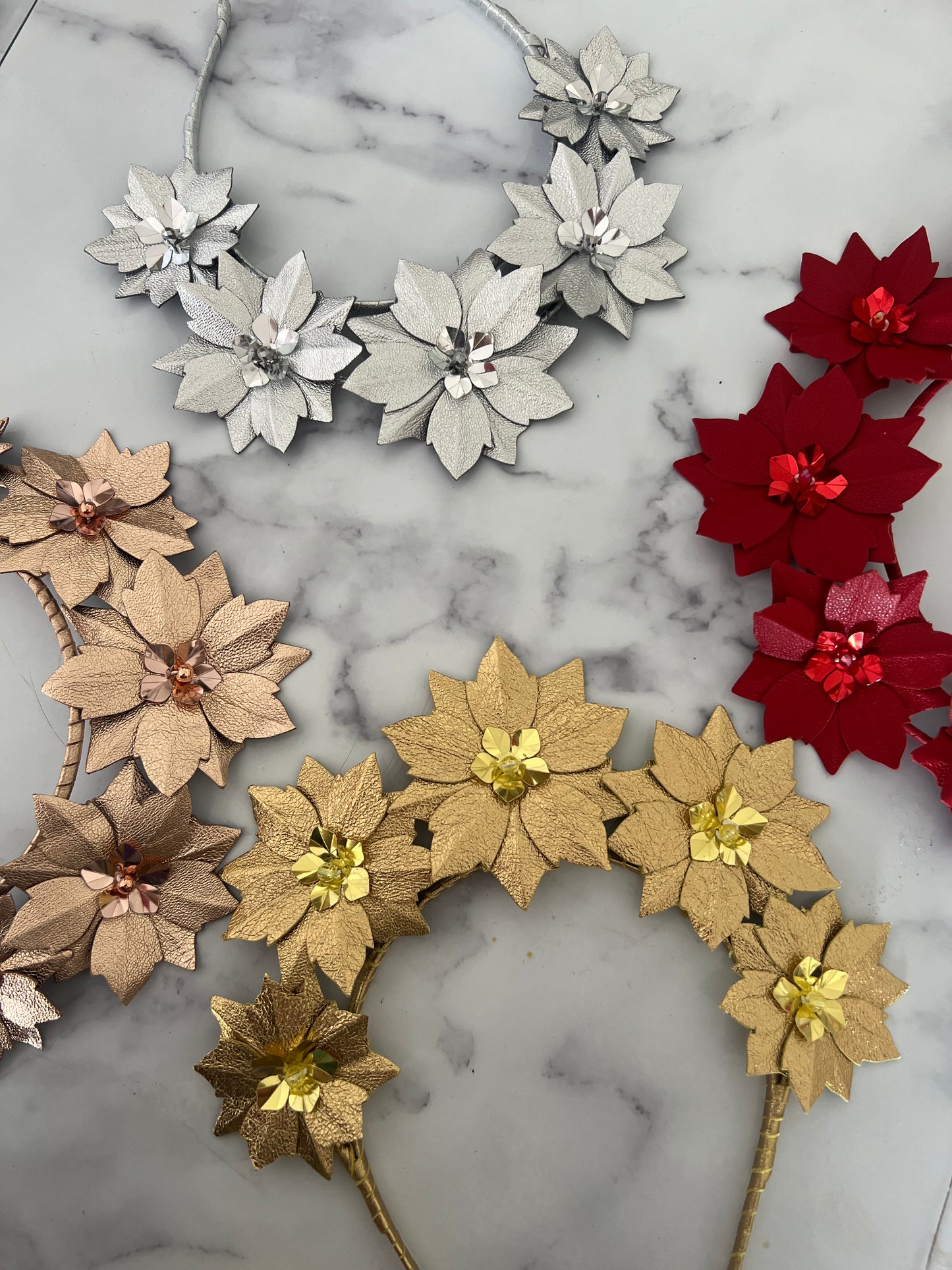 Hera - Leather flower headband - Assorted colours.