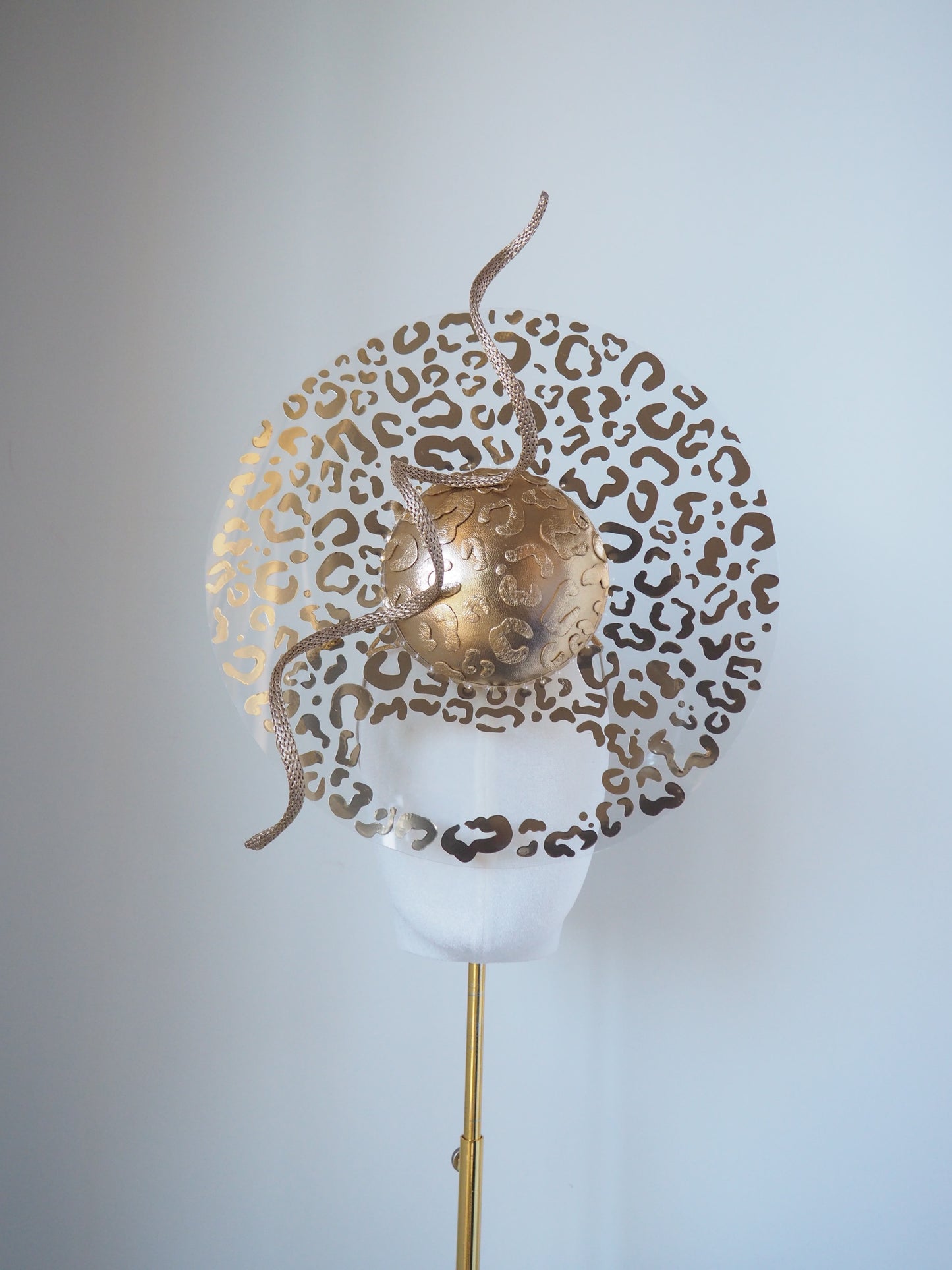 Walk on the wild side - Crystoform brim with gold leopard print and peekaboo