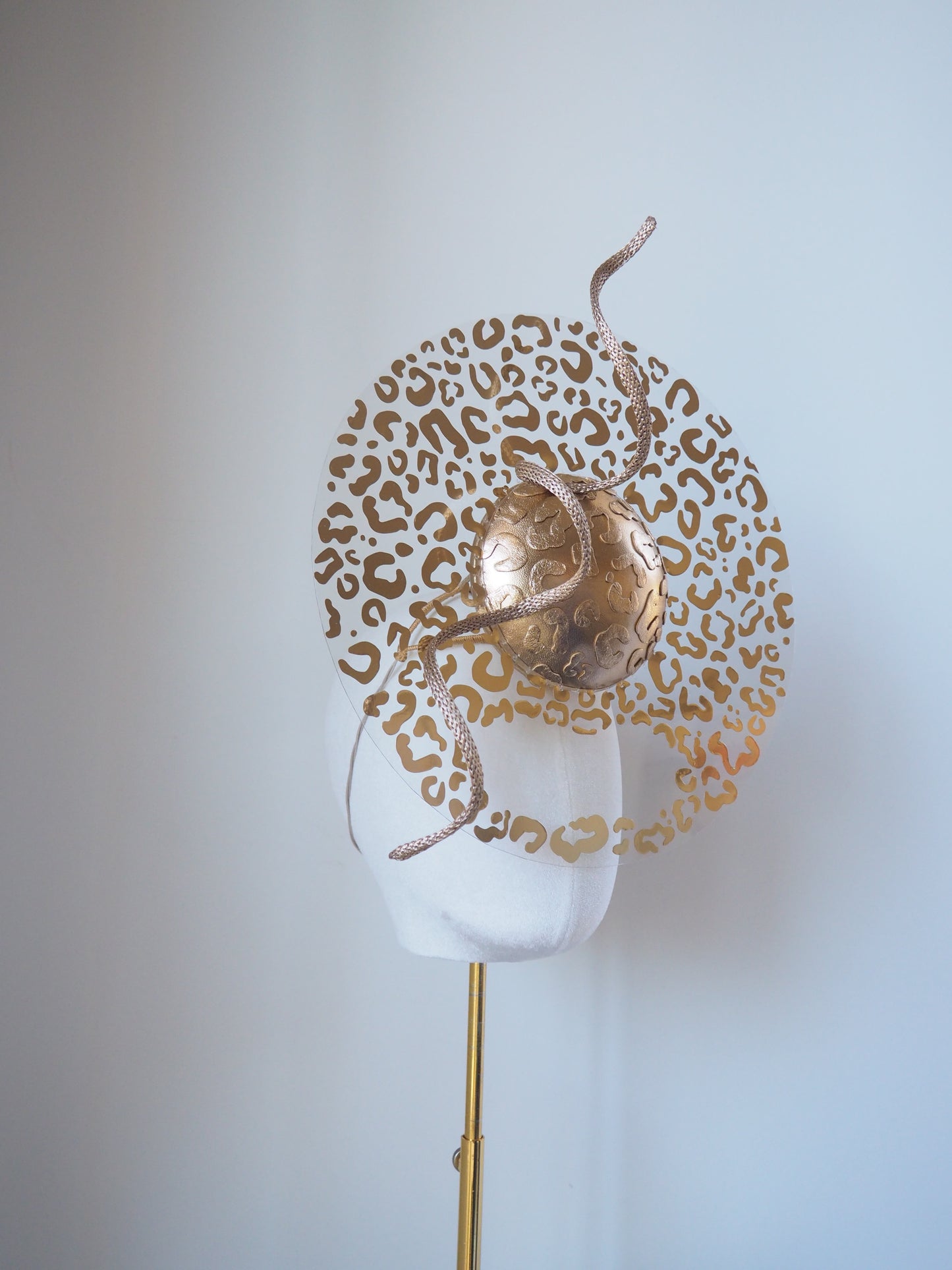 Walk on the wild side - Crystoform brim with gold leopard print and peekaboo