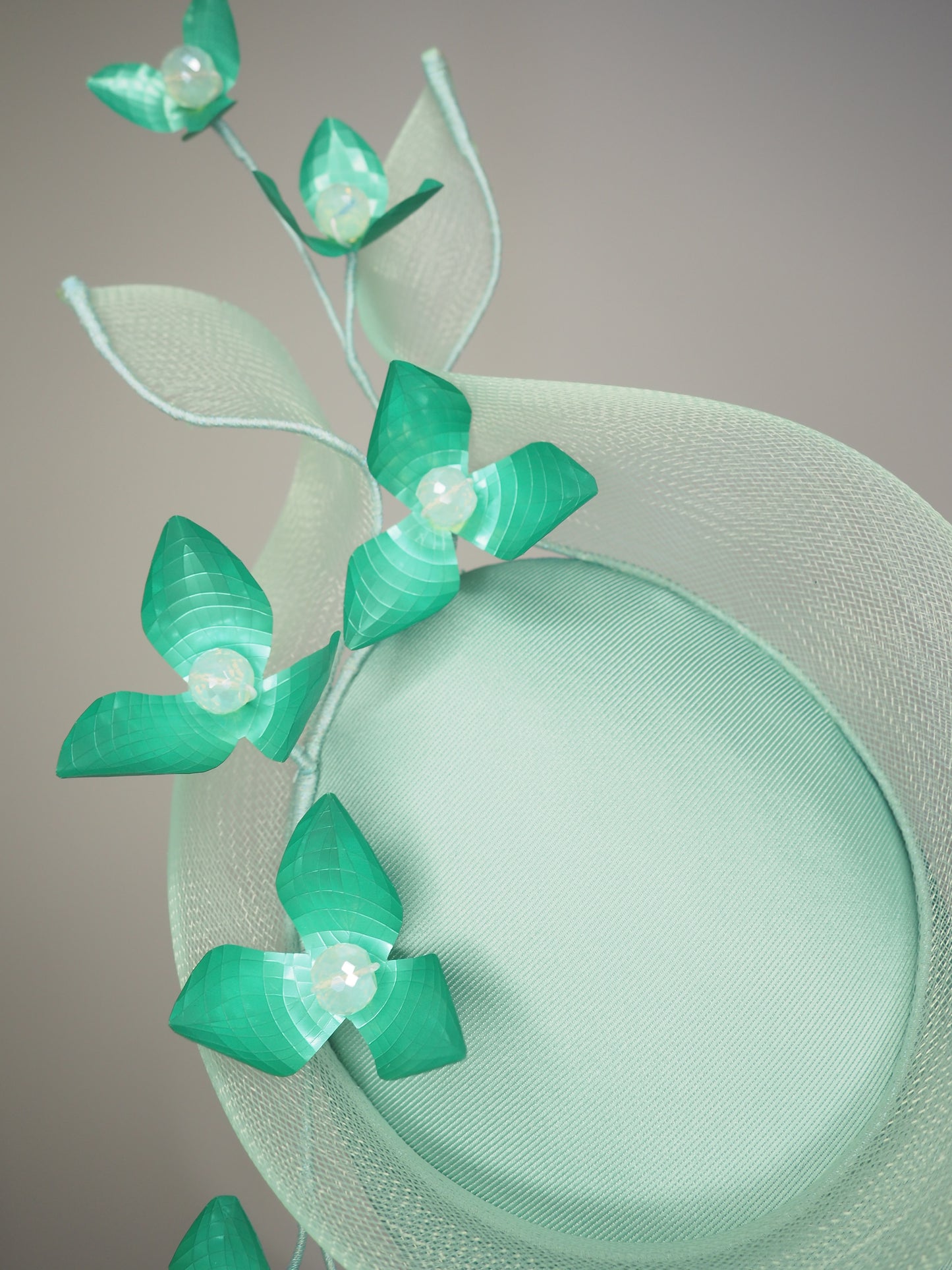 Mint Mirage - Mint green percher with jade blossoms and mint crinoline swirl