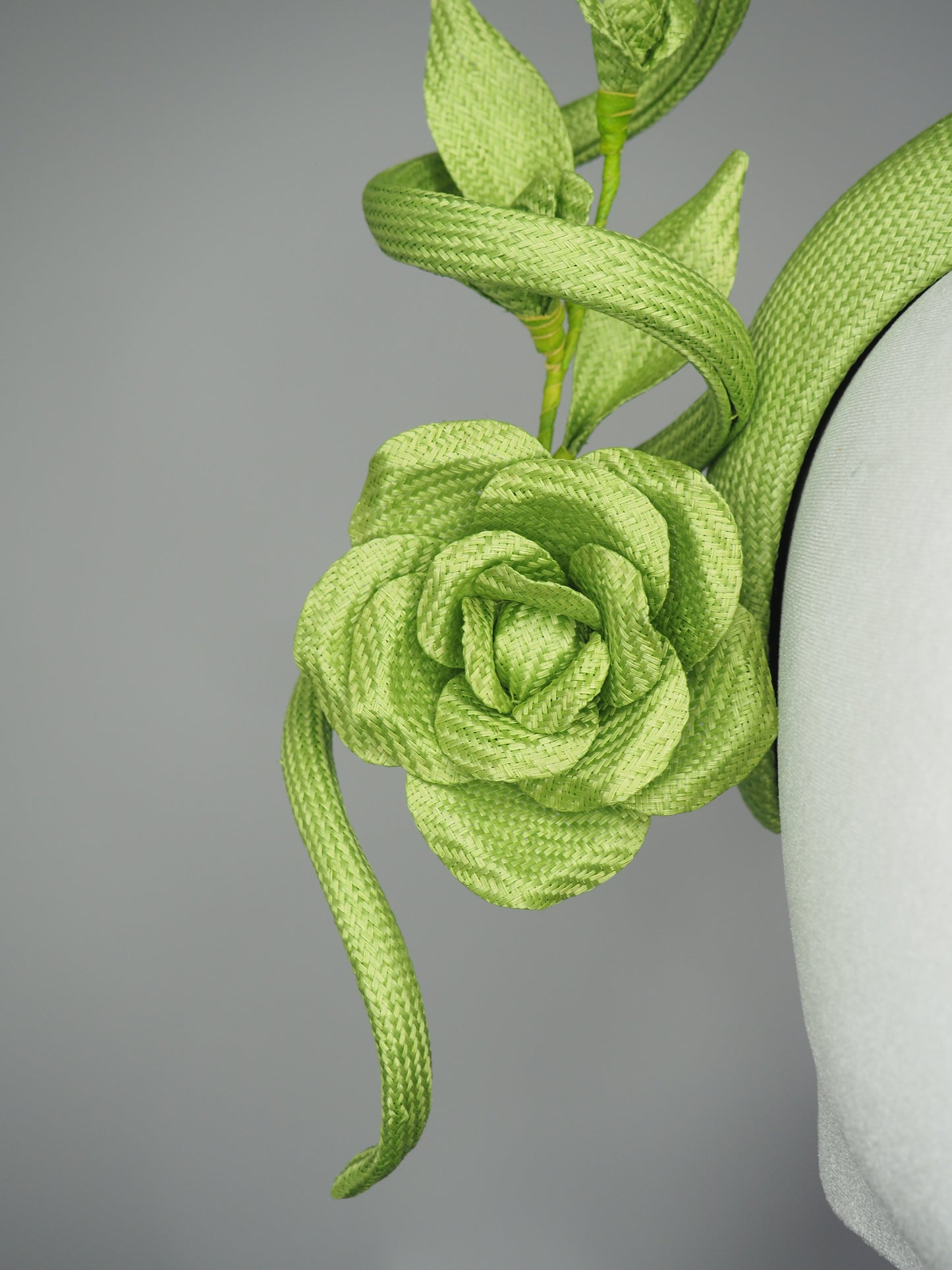 Floral Envy - *reduced worn once. Green paisissal 3D headband with rose vine and sculpted parisissal swirl