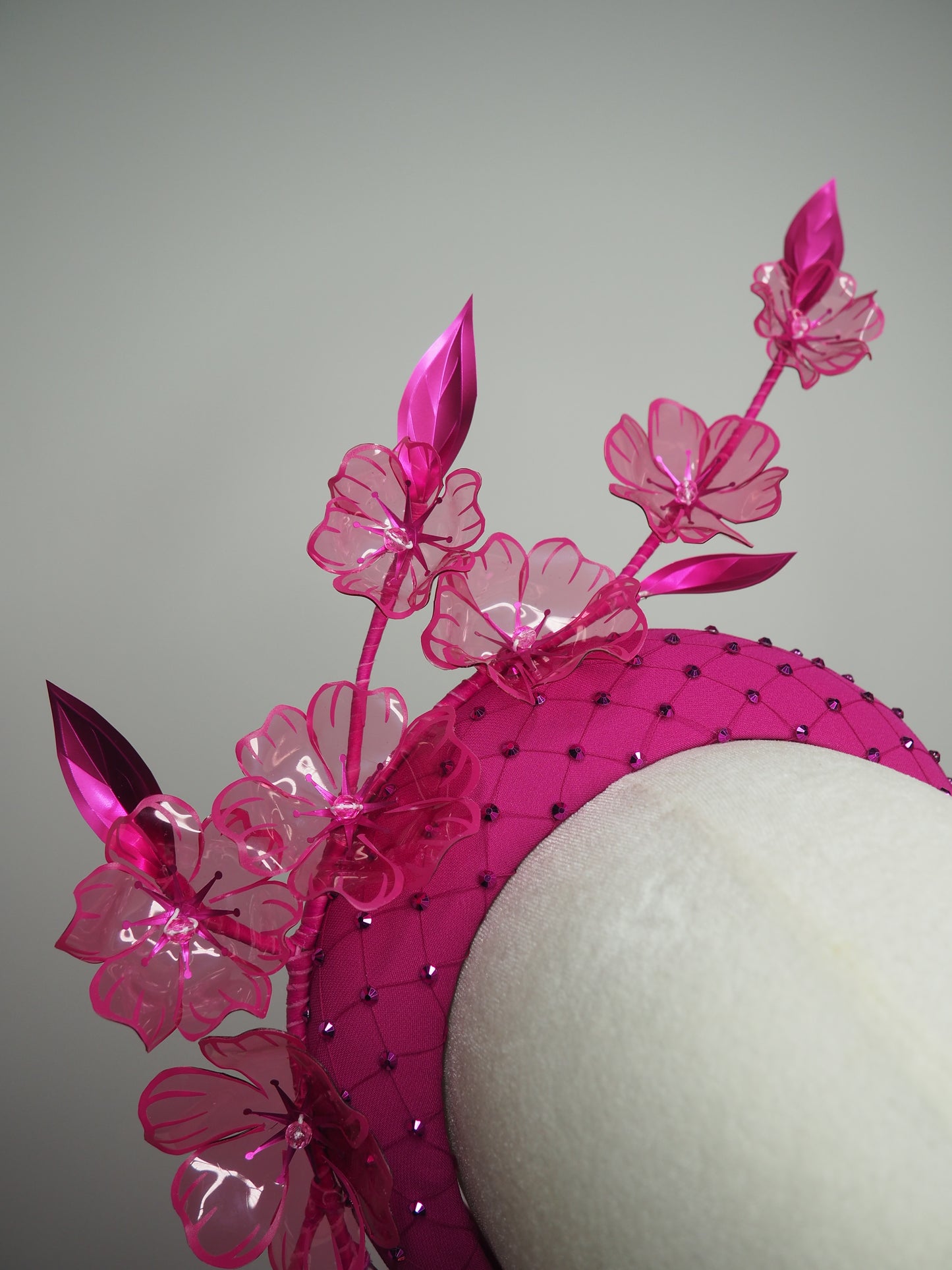 Blossom - Magenta 3D headband with draping crystoform blossoms