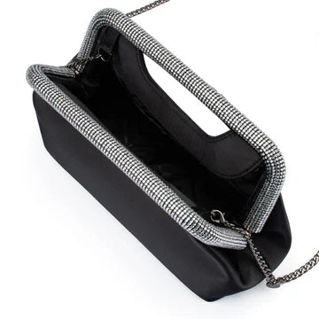 ELEANOR CRYSTAL HANDLE BAG - Black