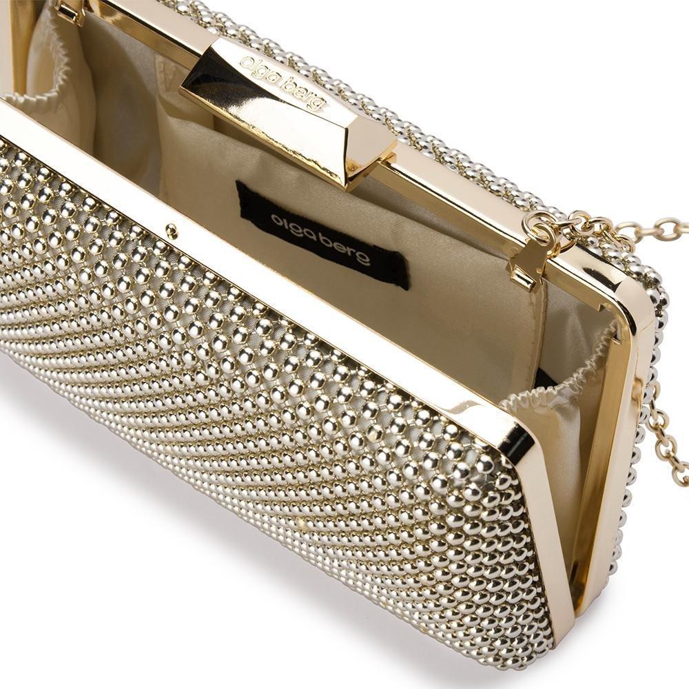 NATASHA BALL MESH CLUTCH - Light Gold