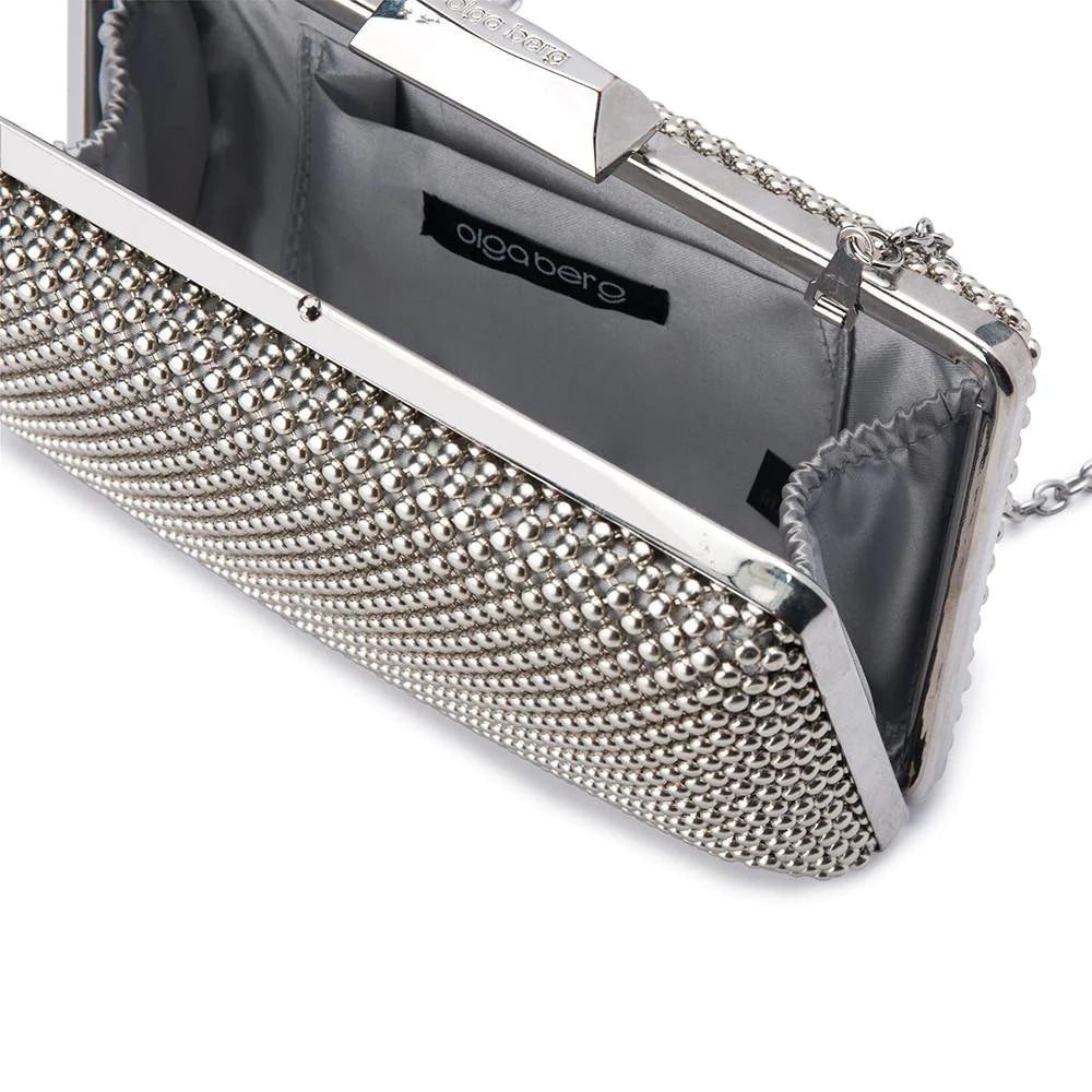NATASHA BALL MESH CLUTCH - Silver