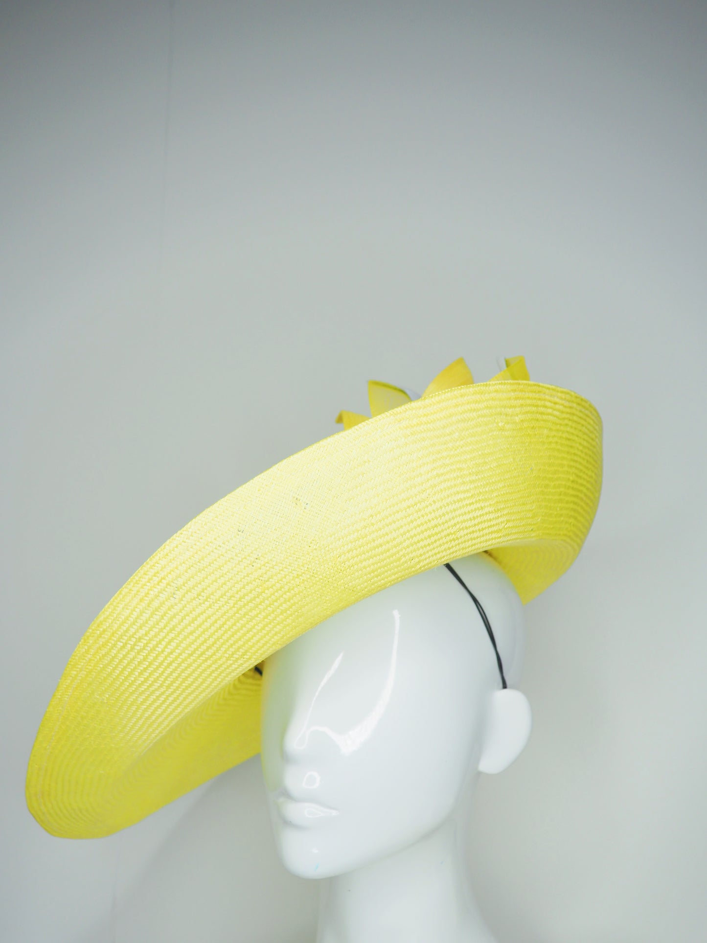 Limoncello Lover - Lemon Parisisal Straw Garden Party Style upturned brim with removable headband.