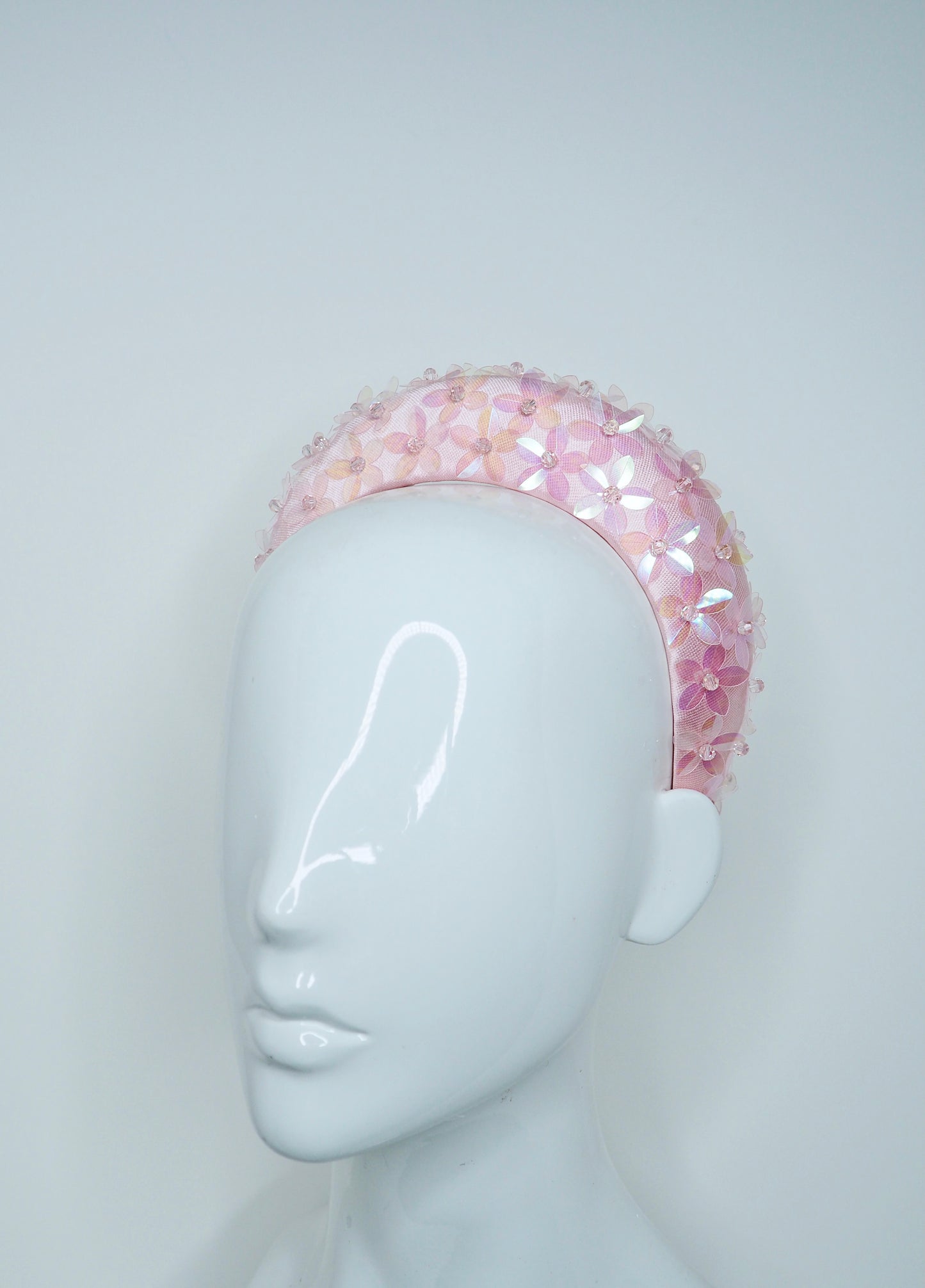 Mia - Baby pink 3d headband with iridescent sequin detial