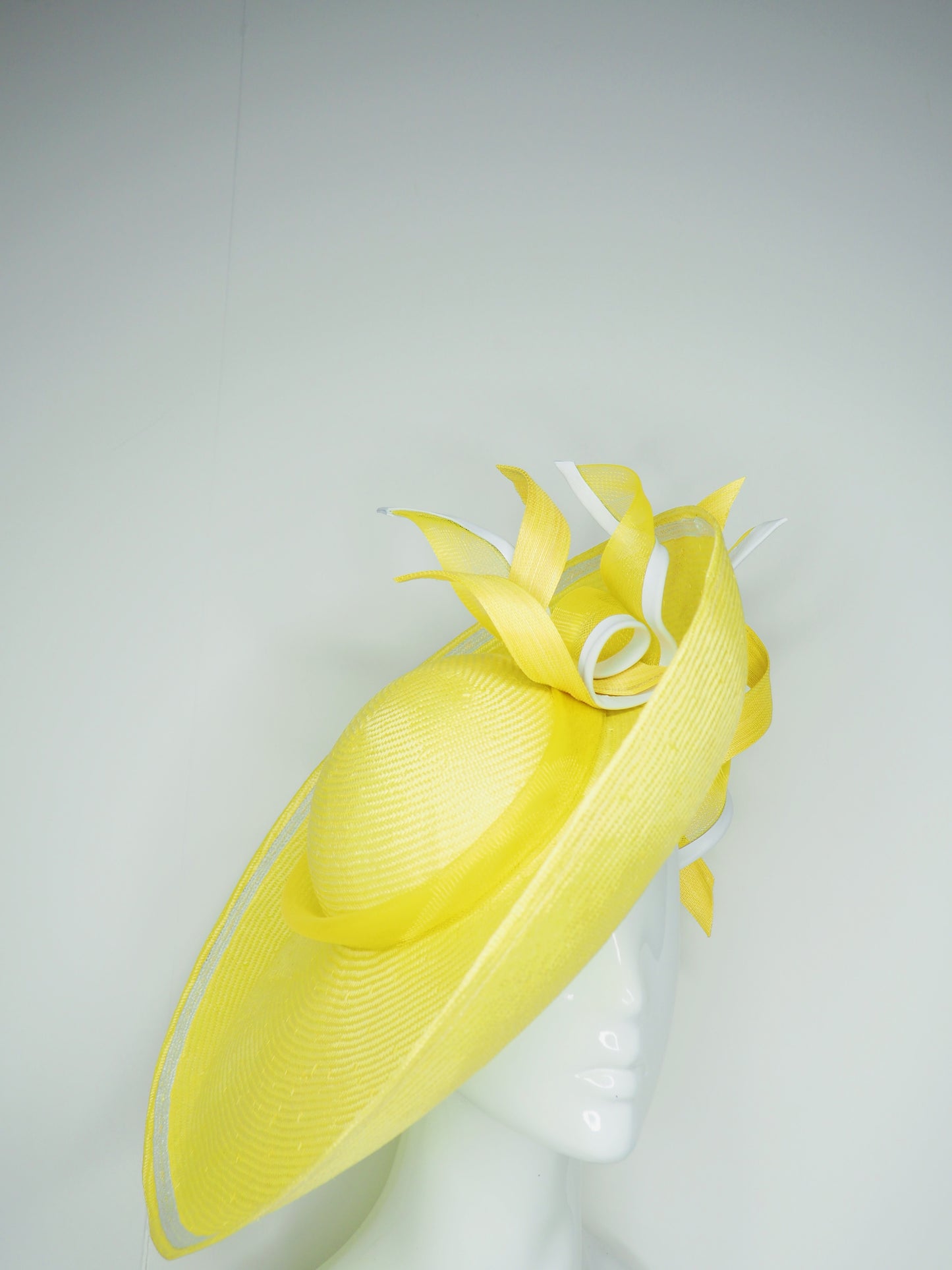 Limoncello Lover - Lemon Parisisal Straw Garden Party Style upturned brim with removable headband.