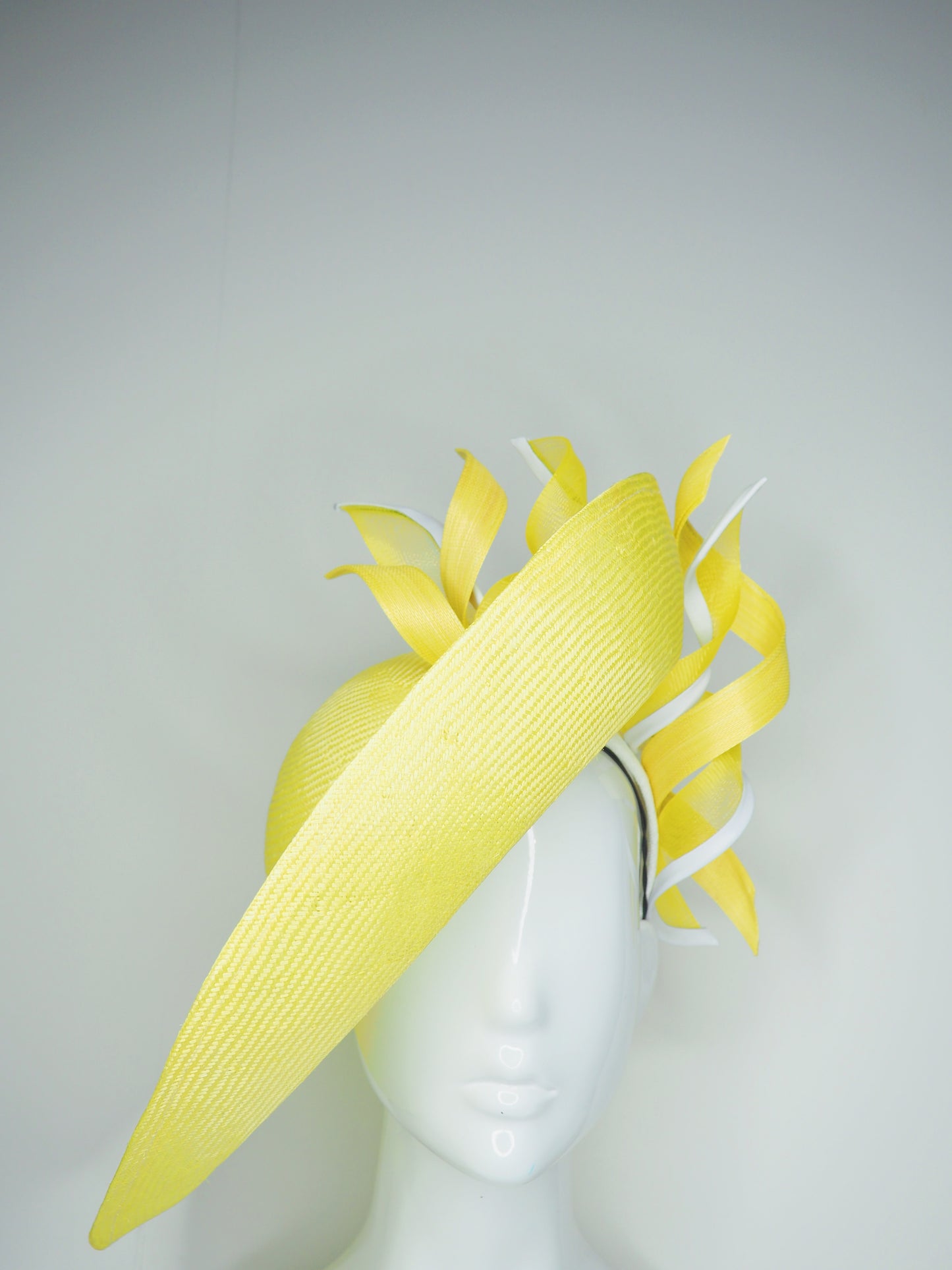 Limoncello Lover - Lemon Parisisal Straw Garden Party Style upturned brim with removable headband.