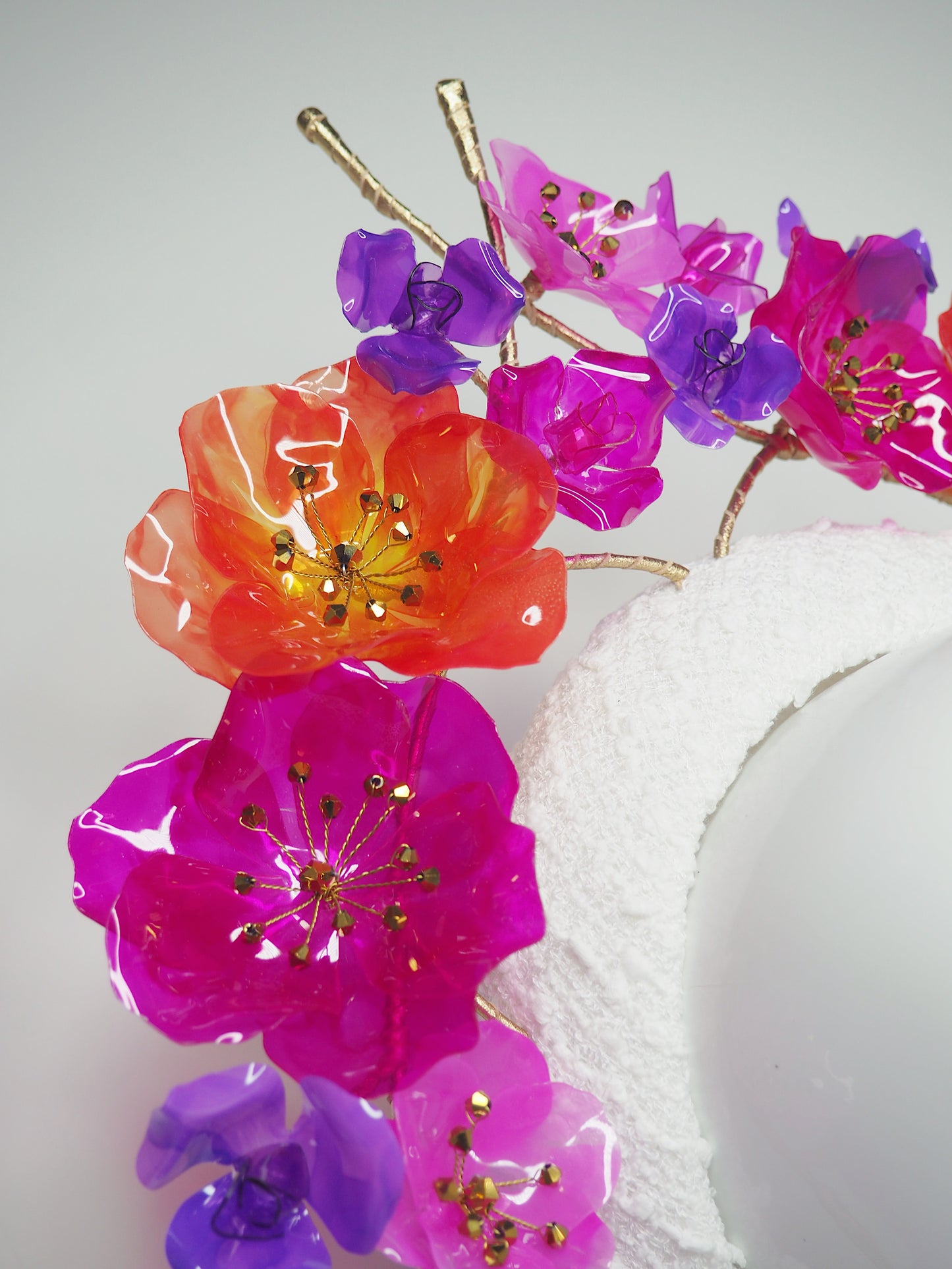 Painted Poppies - Watercolour style hand painted poppies and flowers on Boucle tweed