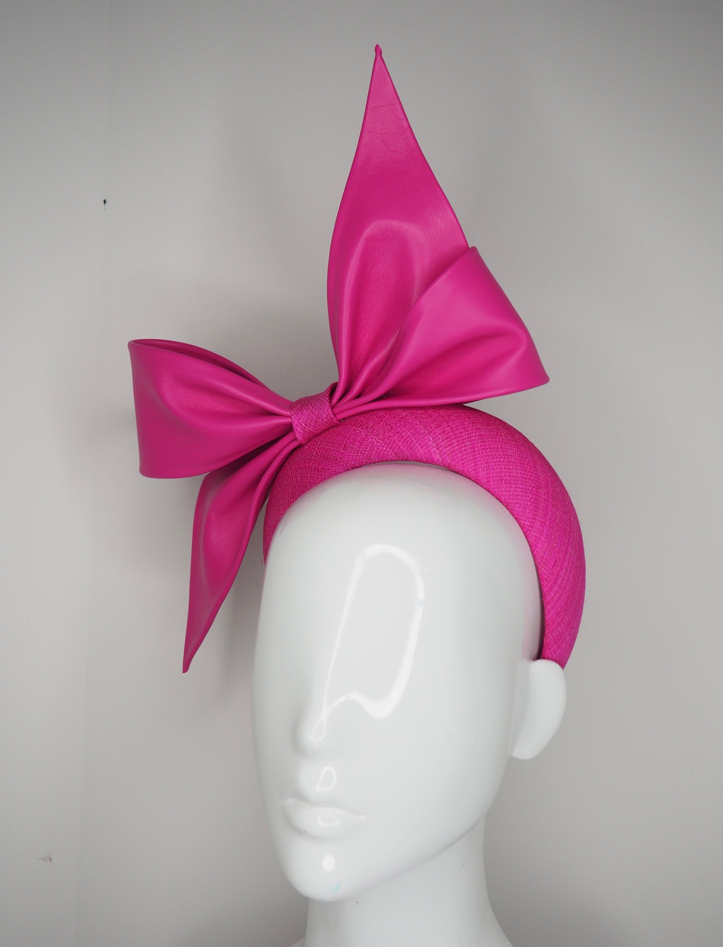 Envy Me - Hot Pink leather Bow on 3d headband