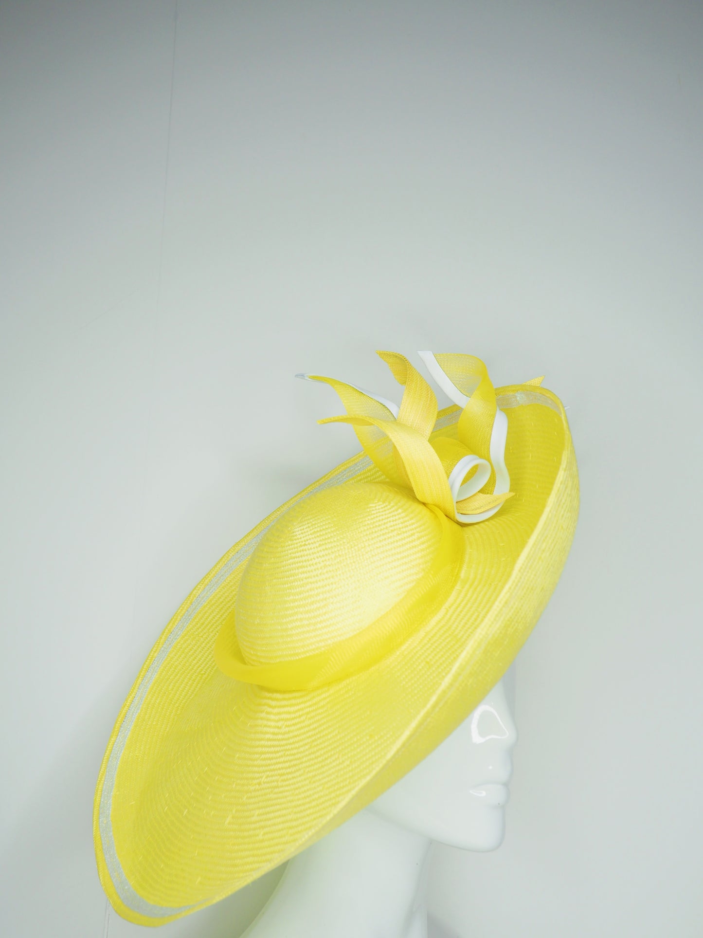 Limoncello Lover - Lemon Parisisal Straw Garden Party Style upturned brim with removable headband.
