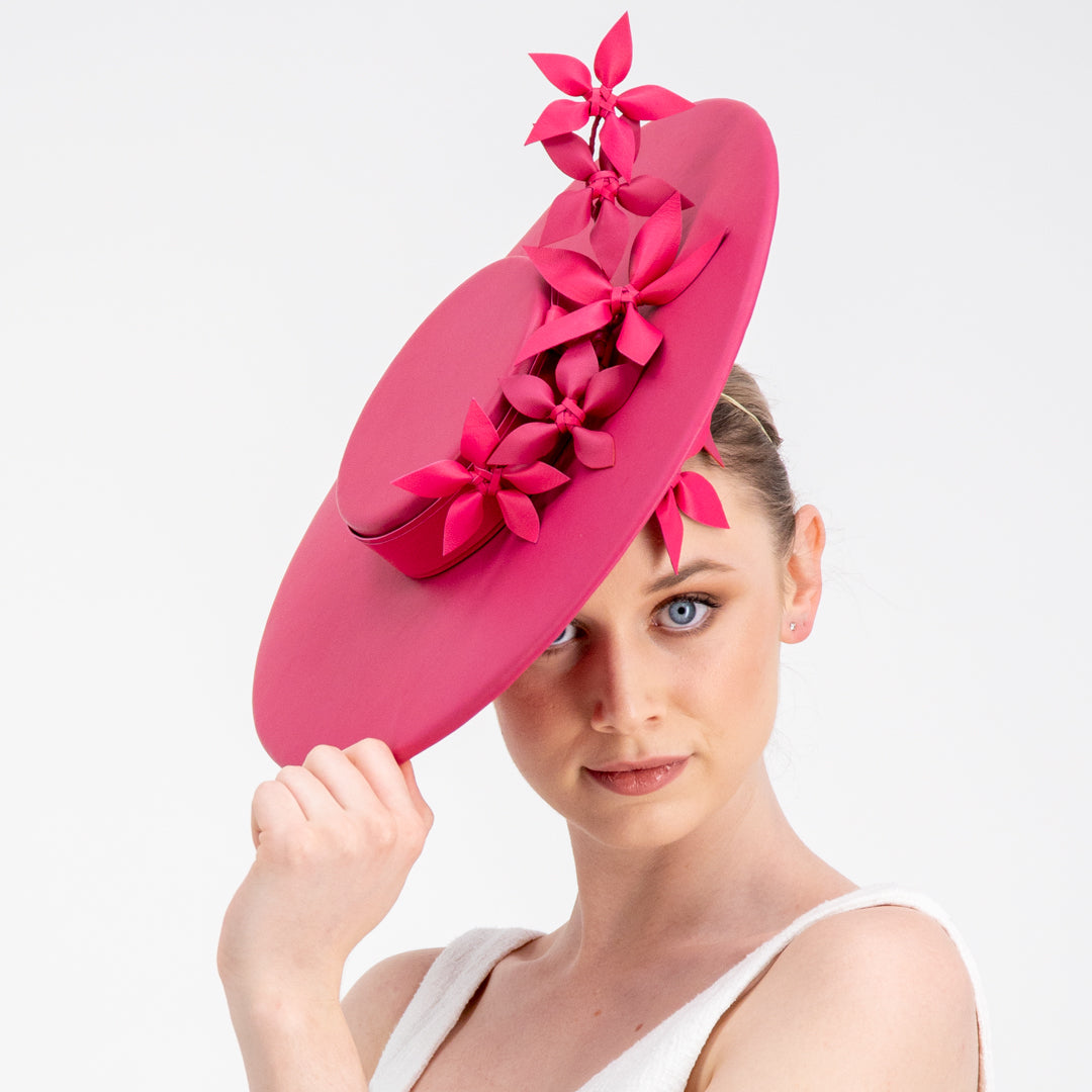 Raspberry Delight - Raspberry leather boater flowers