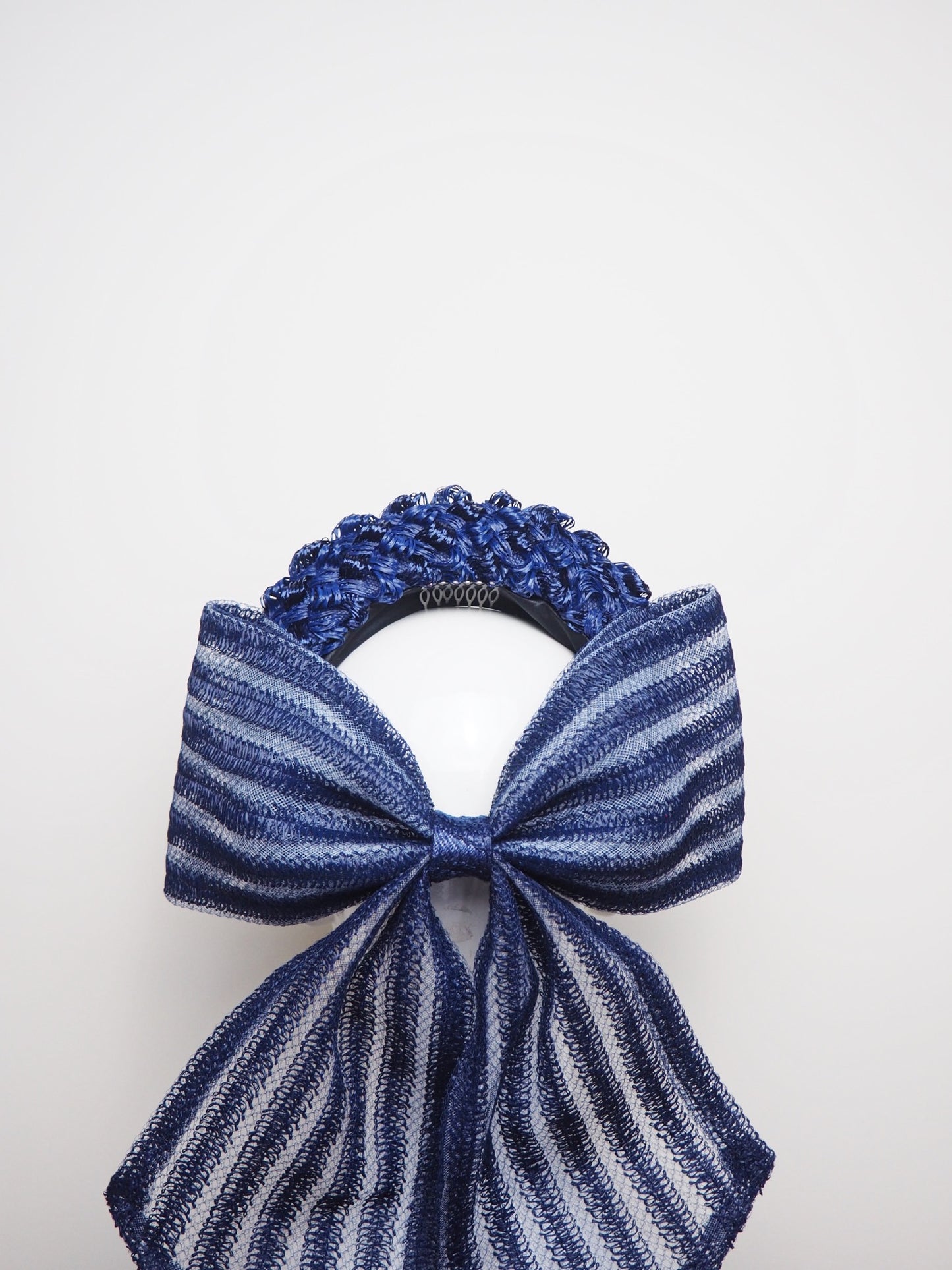 Navy baby - Navy Straw Cloth Halo with Bow Detail